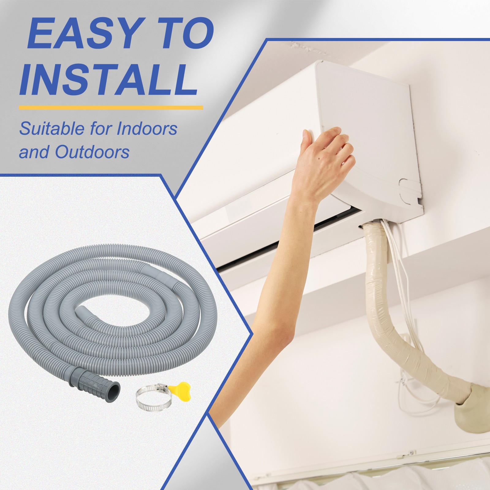 6.6Ft Exhaust Pipe for Air Conditioner with Grey Band 2Set