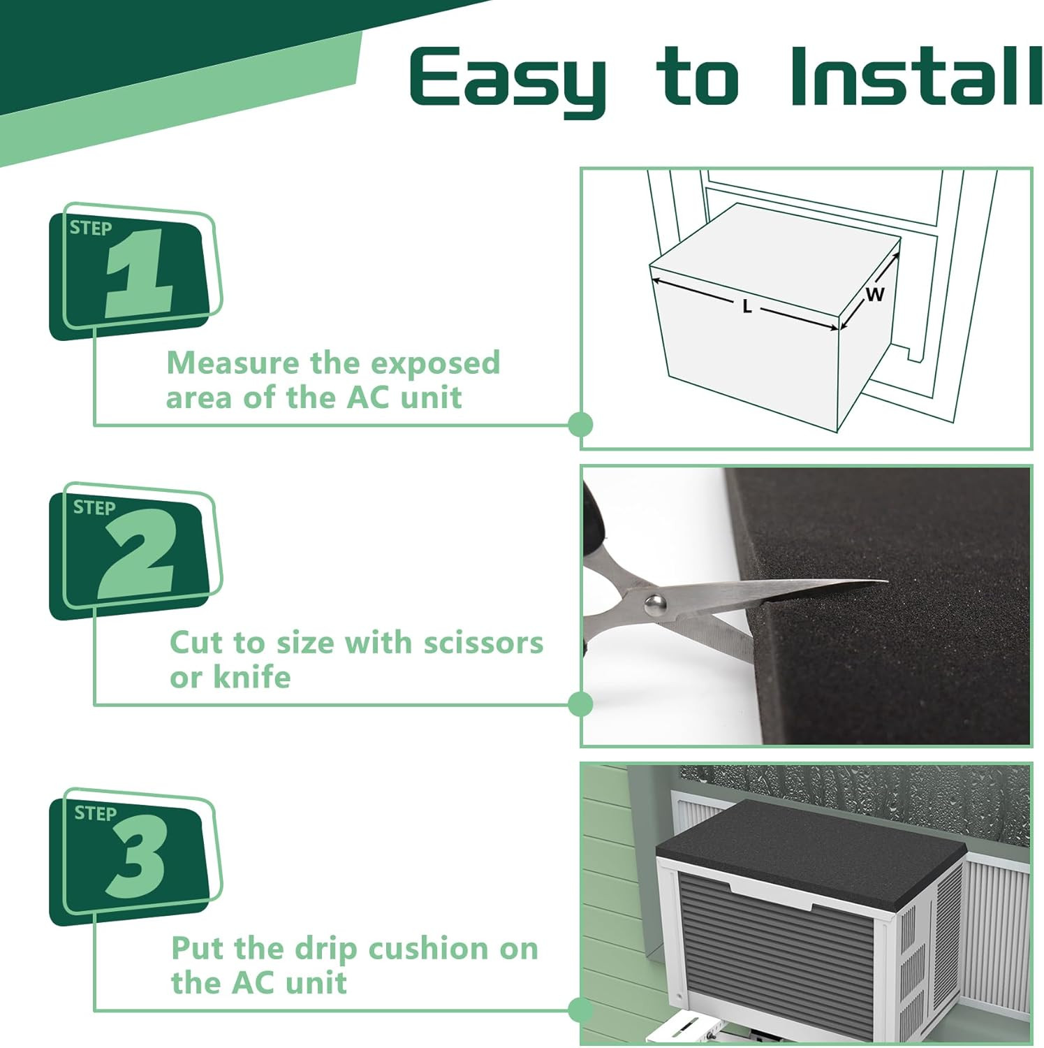 Window Air Conditioner Drip Cushion, Removable AC Rain Cover with Magnetic Pad f