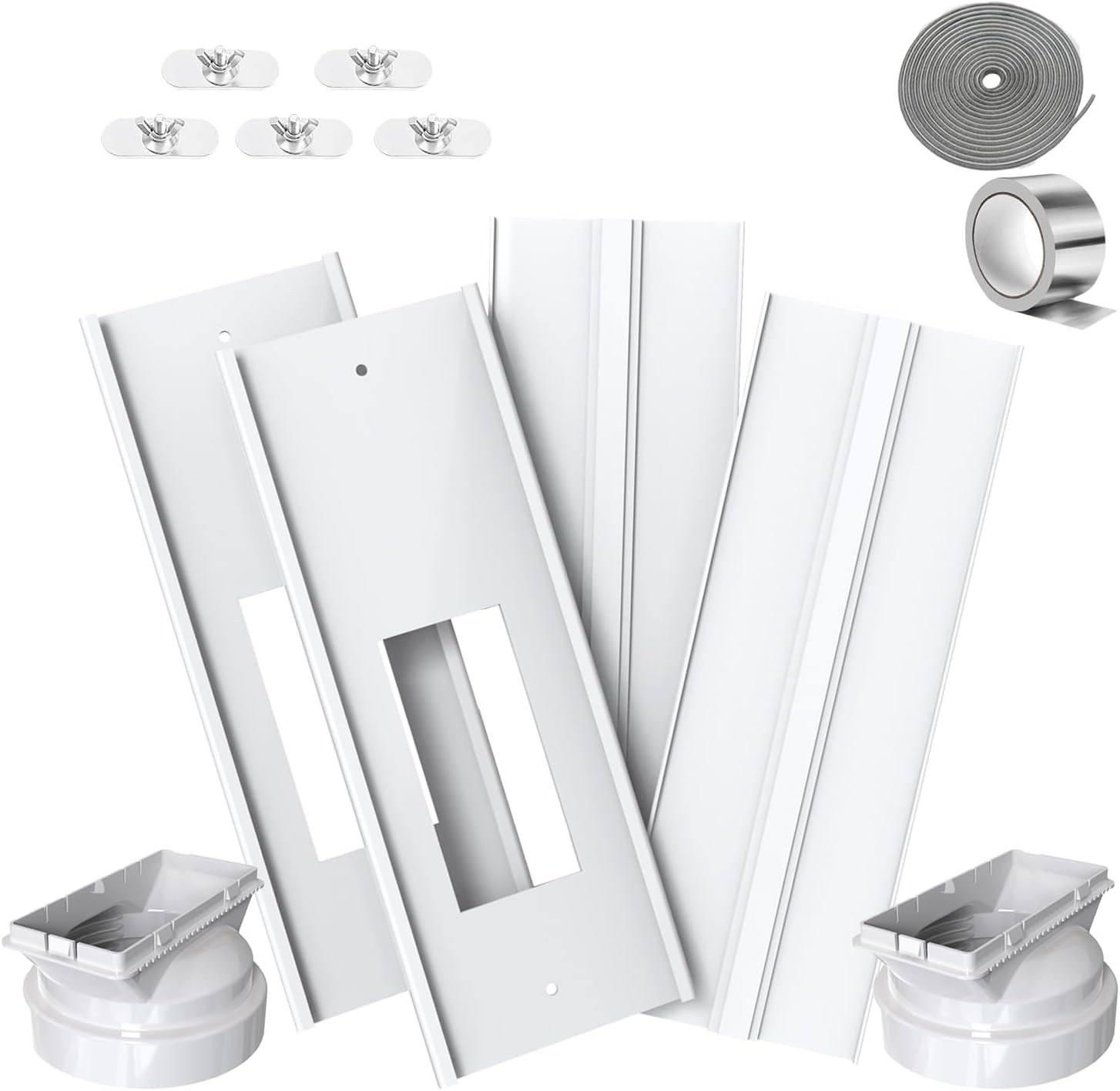 Dual Hose Portable Air Conditioner Window Vent Kit 26-62&Prime; Adjustable with 2 Univ
