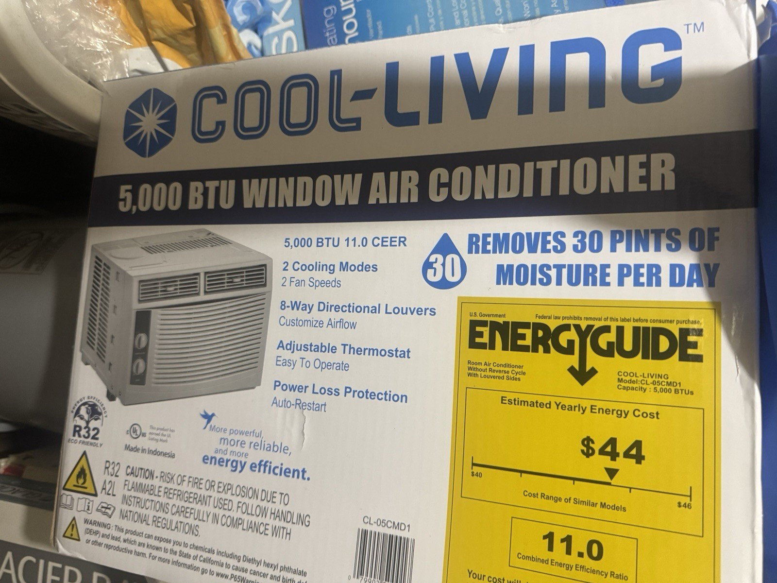 Cool-Living CL-05CMD1 5,000 BTU Window AC 115V White R-32 Dial Auto Restart