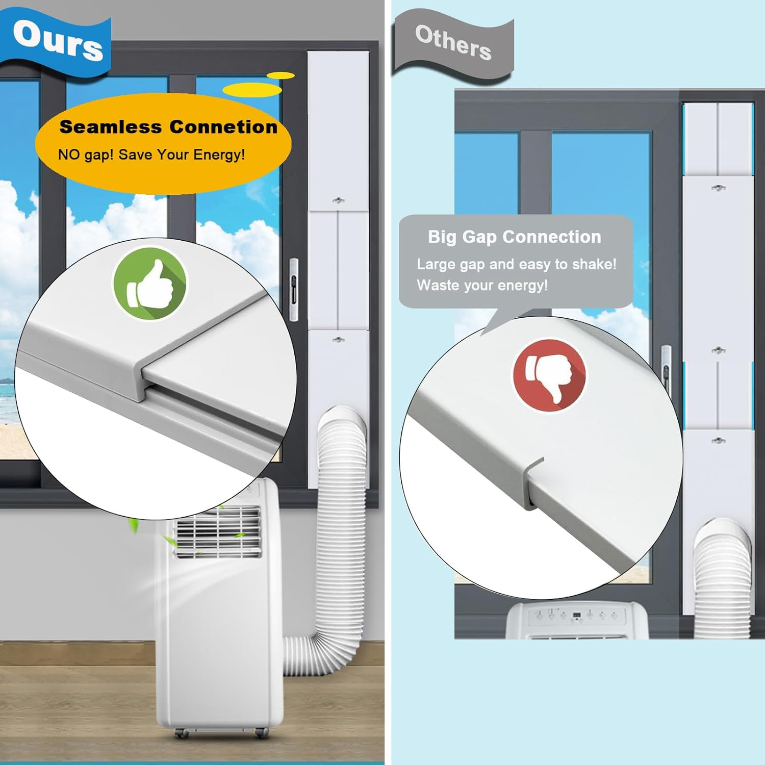 Portable Air Conditioner Window Vent Kit with 2-In-1 Coupler Fit for 5.0&Prime;/5.9” E