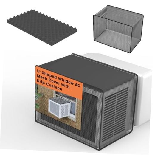 Mesh Cover & Drip Cushion Kit for U-Shaped Window AC, Window Air White