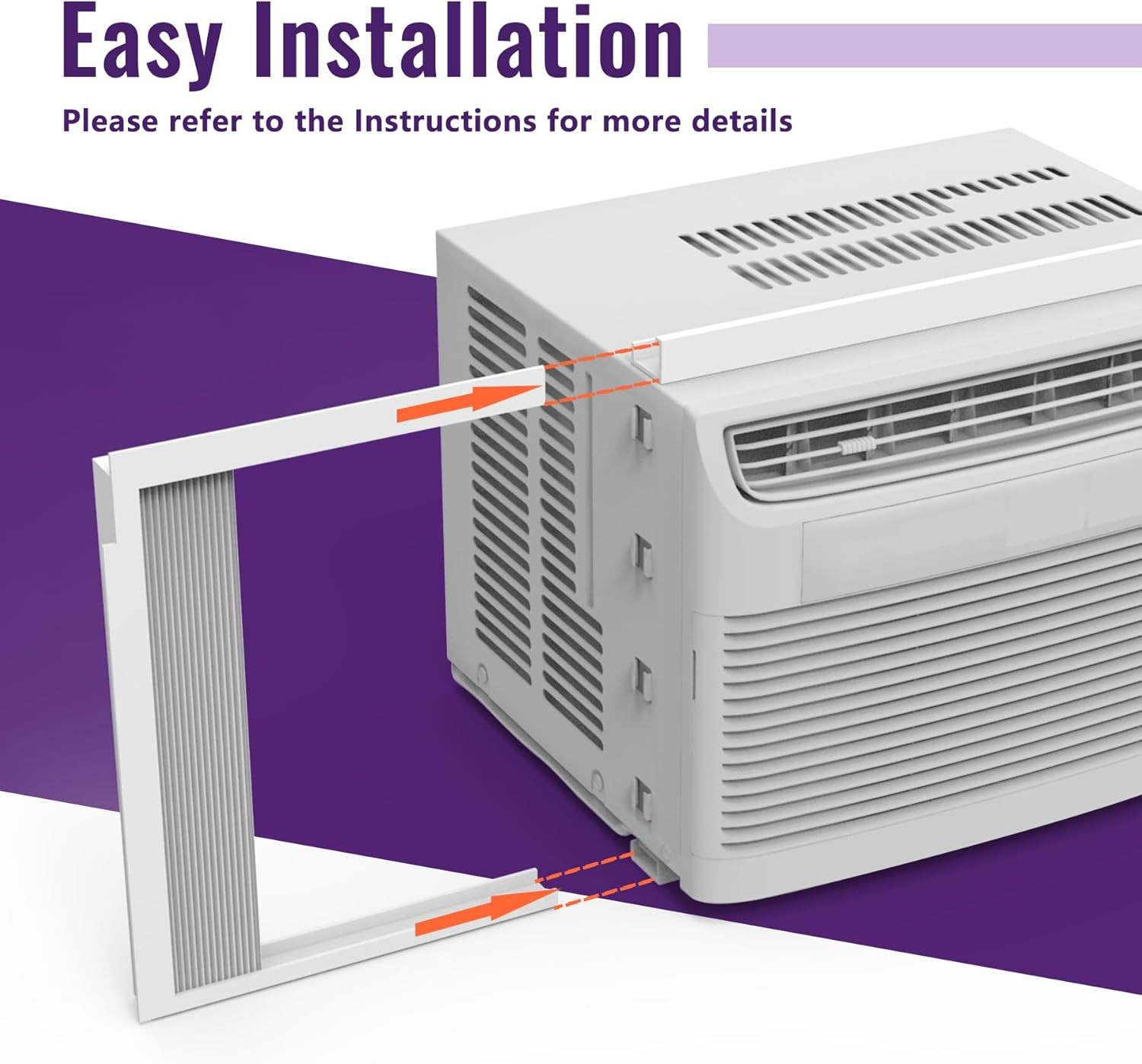 Window AC Side Panels with Frame, Accordion Filler