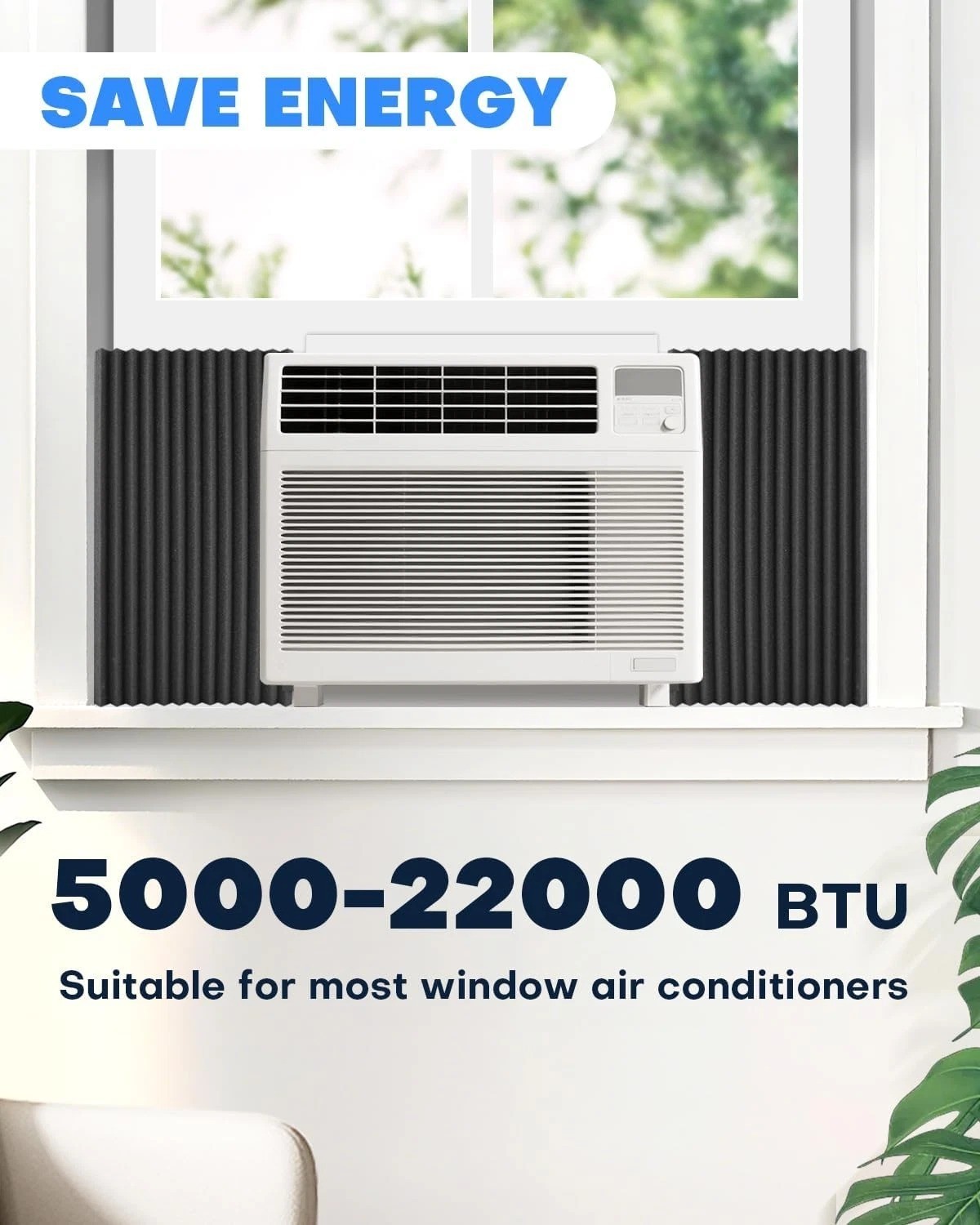 2 Pack Window Air Conditioner Side Panels, Ac Window Seal Kit Window Well Ac Cov