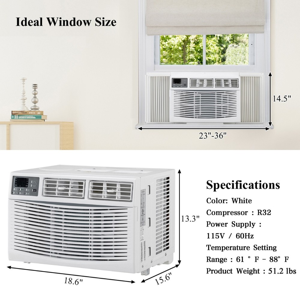 ZOKOP 10000 BTU 115V Window Air Conditioner with Wi-Fi & Remote Control, White