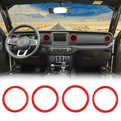 Interior Trim Kit Dashboard Air Conditioner Vent Ring Interior Accessories Red