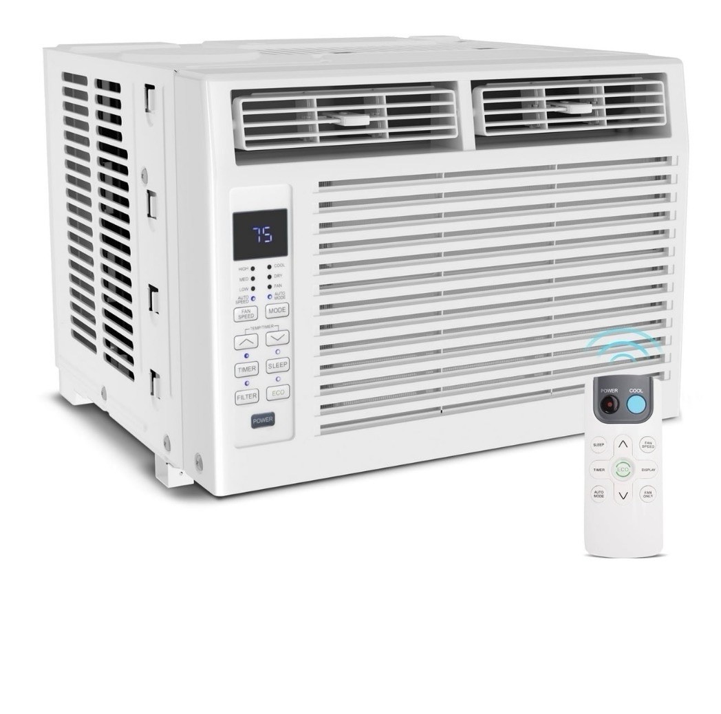 6000 BTU White Window Air Conditioner Remote LED Display 24hr Timer 3-Speed