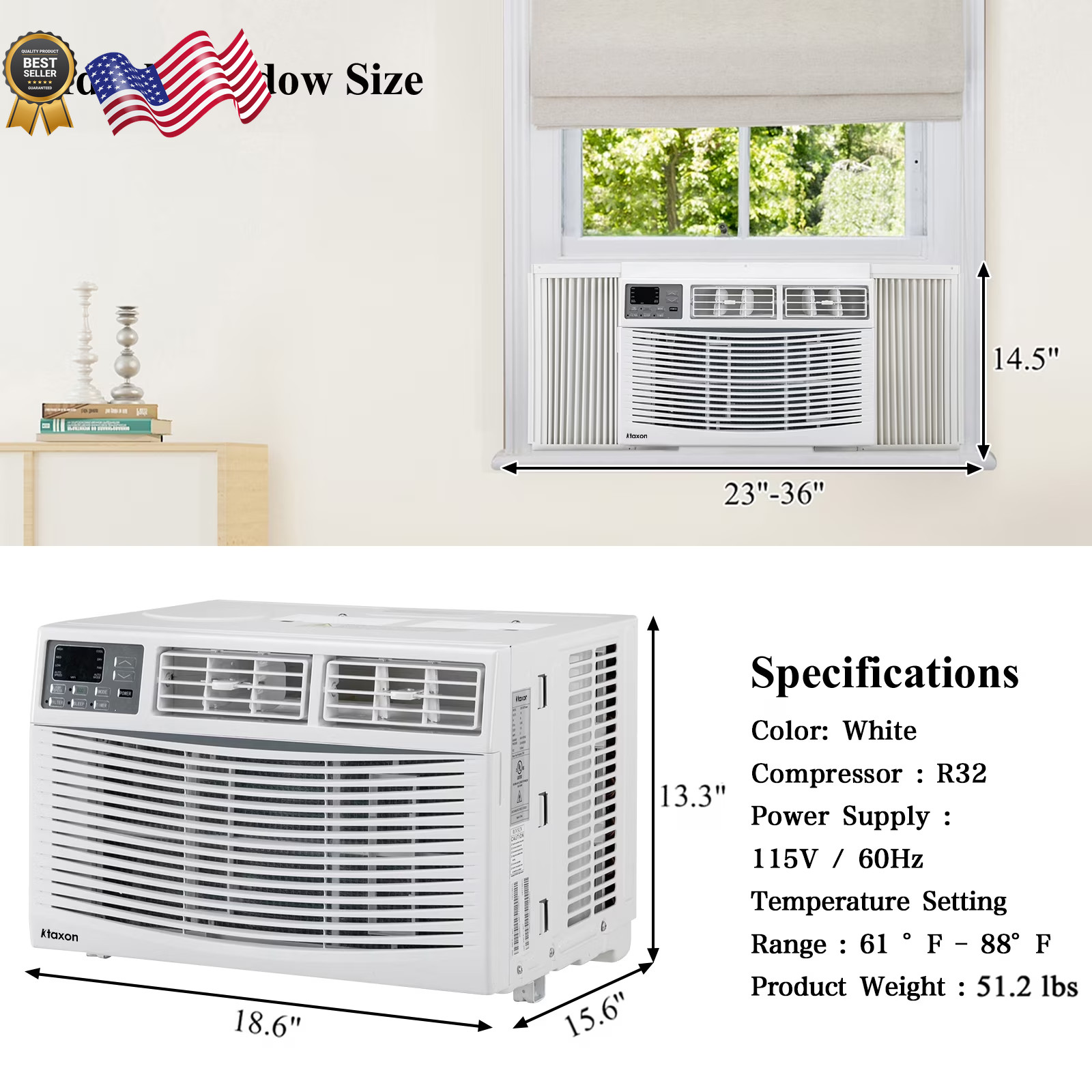 Air Conditioner 8,000 BTU 115-Volt Window Air Conditioner with Wifi and Eco Mode