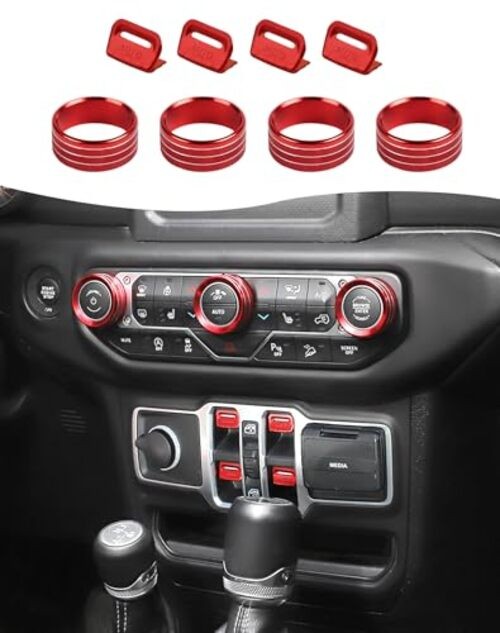Window Switch Button Cover Volume Radio Air Conditioner Headlight Switch Red