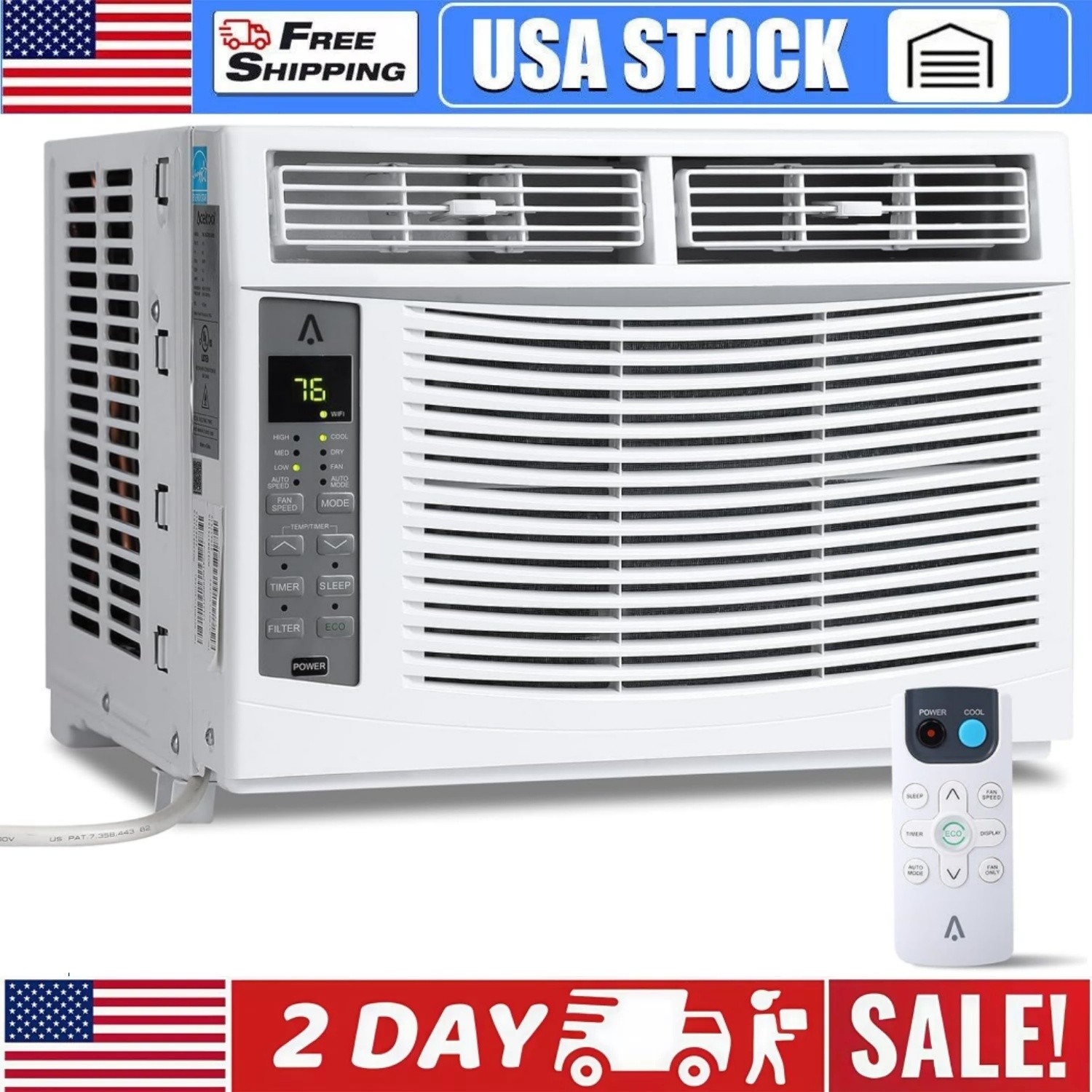 6000Btu Air Conditioner AC Unit W/3 Fan Speeds Quiet Operation Window-Mount
