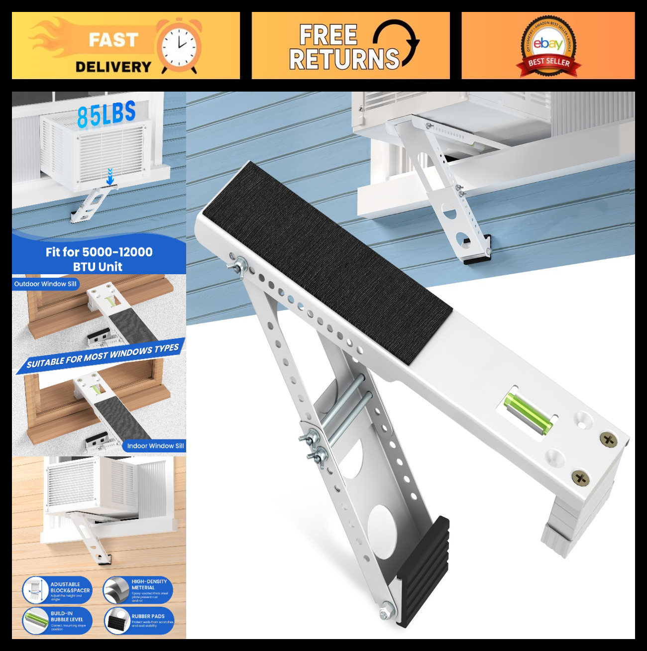 Heavy Duty Window Air Conditioner Support Bracket, Adjustable AC Mount for 5000-