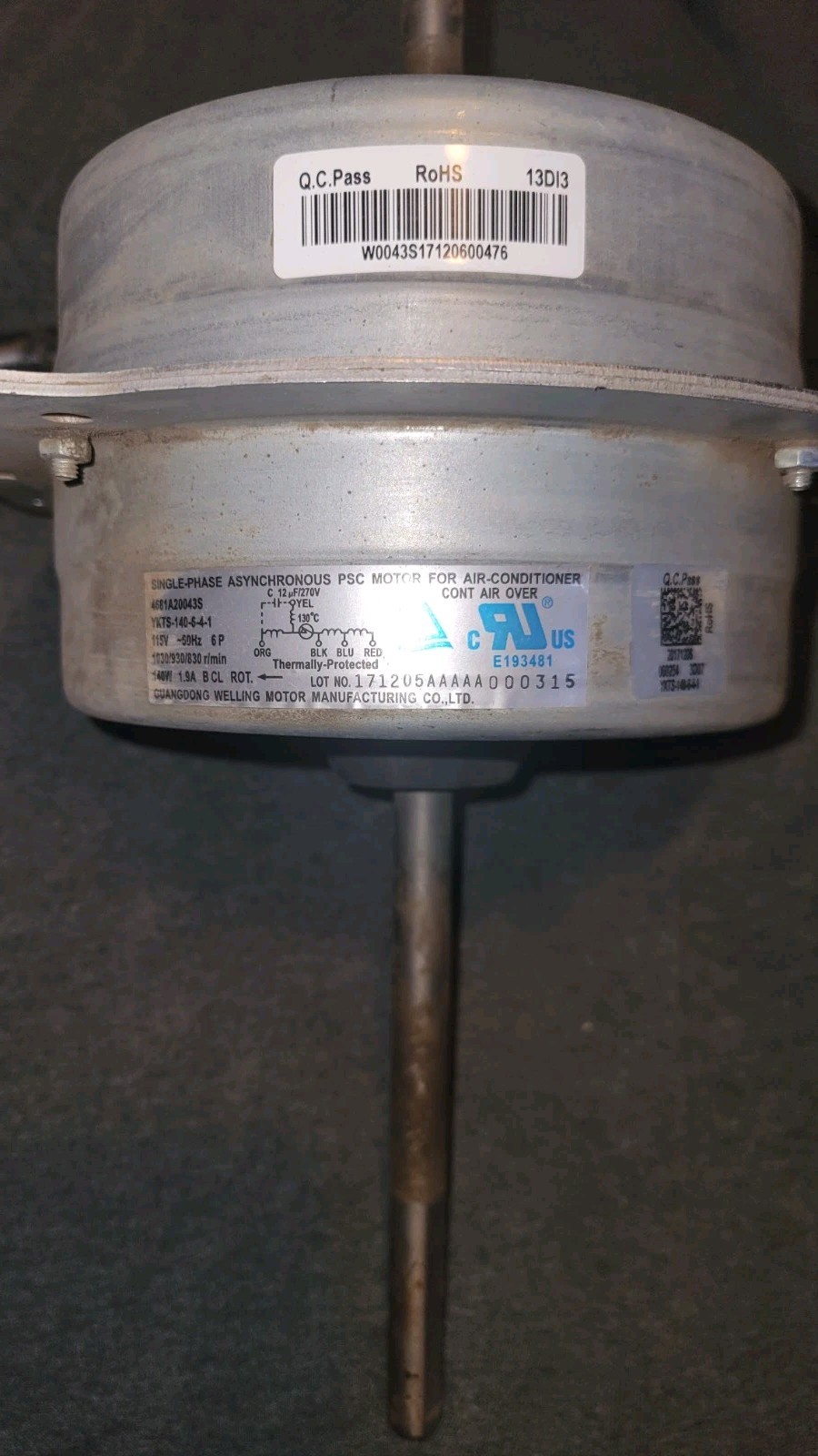 LG LW1516ERY7 Air Conditioner Dual Shaft Fan Motor OEM Tested Working