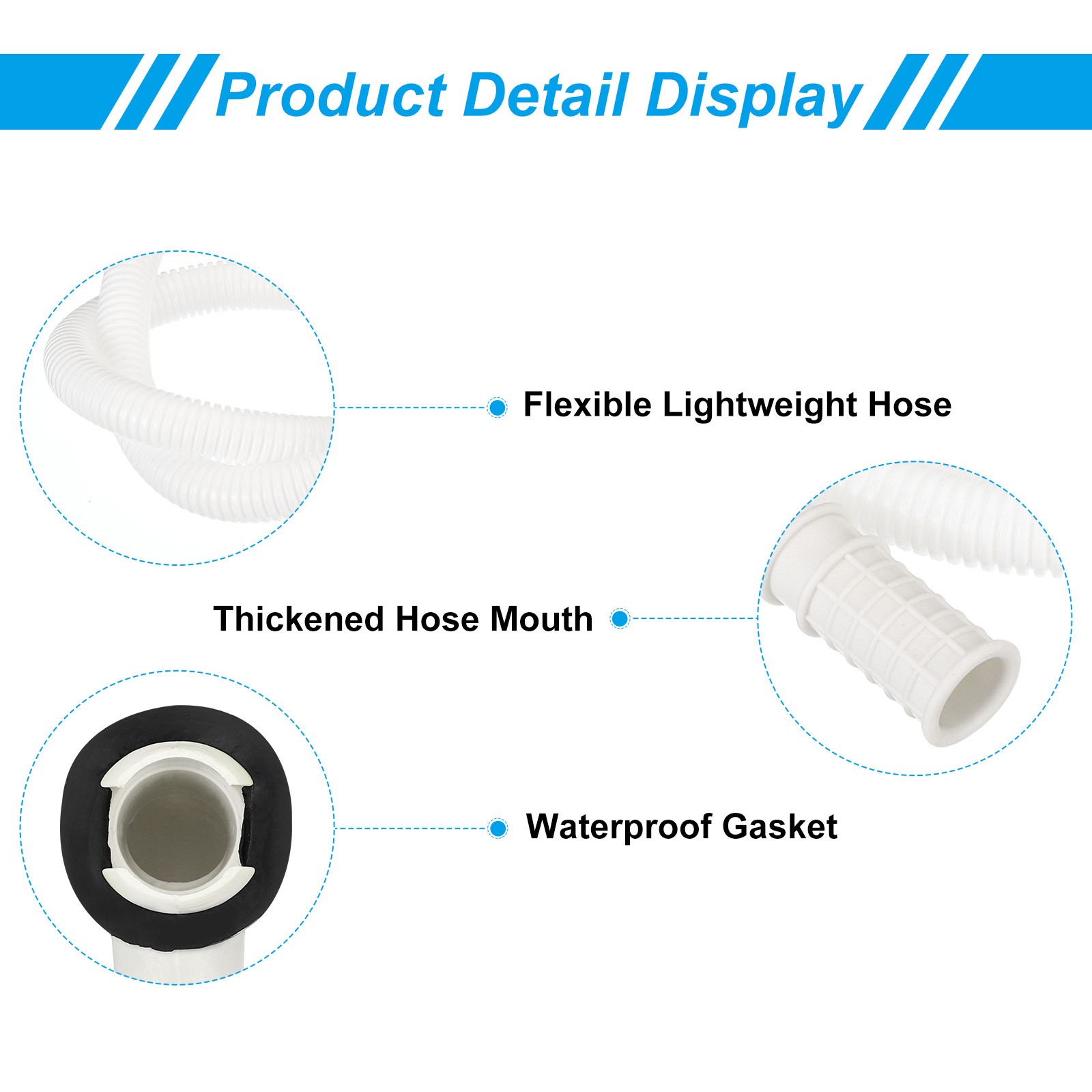 4.9ft Air Conditioner Drain Hose Kit, Hose with Clamp Connector 8, White