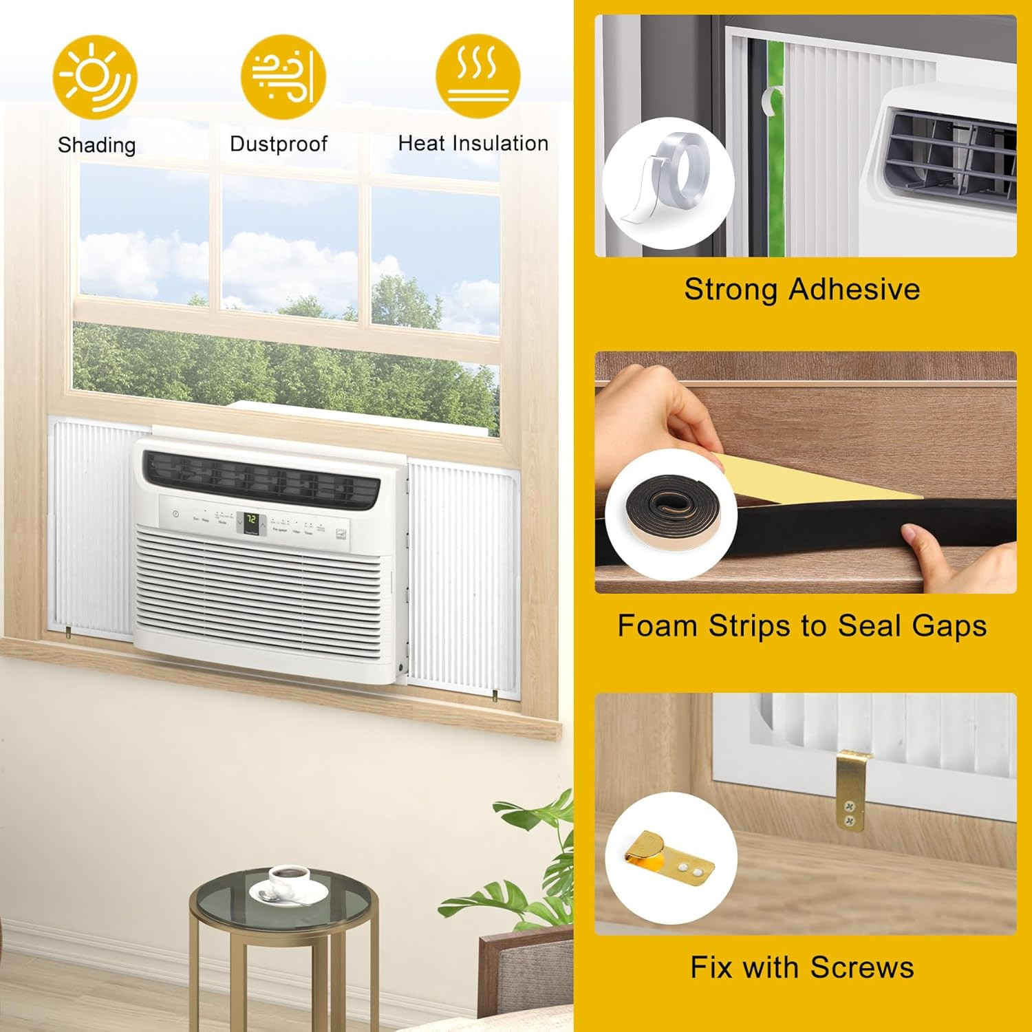 Window Air Conditioner Side Panels with FrameAdjustable Extra Wide Air Condition