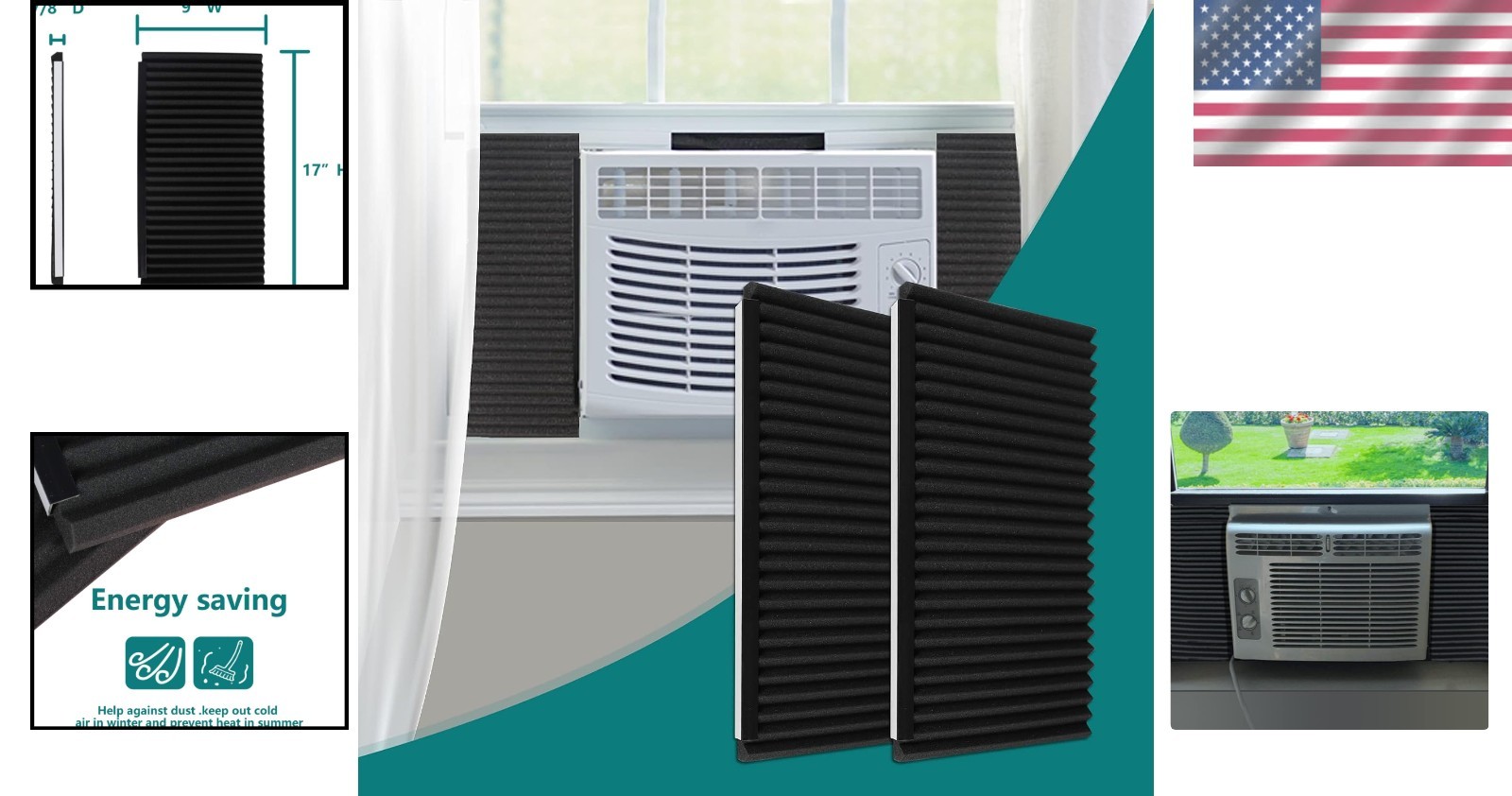 Window Air Conditioner Insulating Foam Panels Kit 17x9x7/8 Inch 2 Pieces