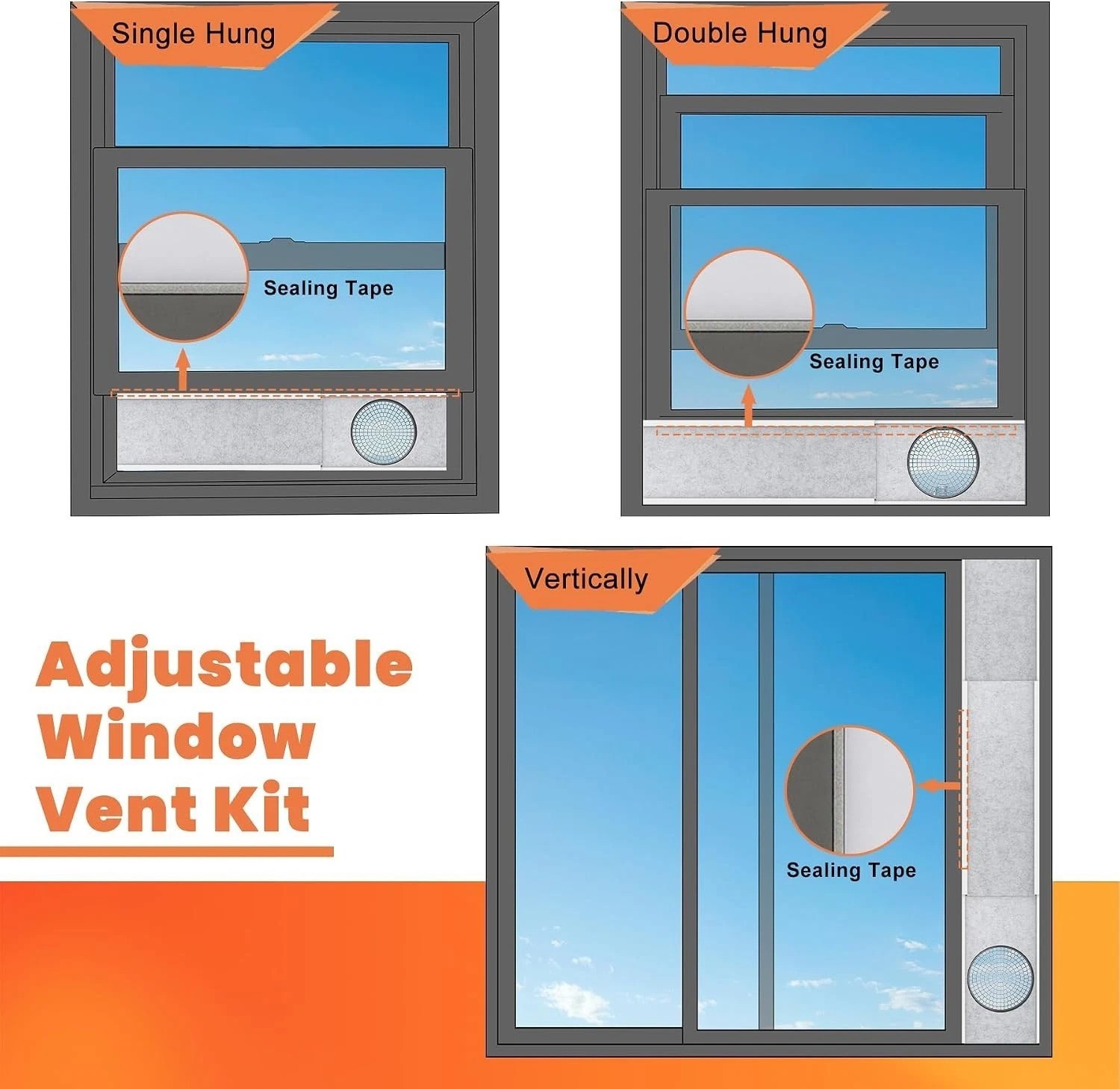 Portable Air Conditioner Window Seal Kit with Insulated Foam Panels, Adjustab…