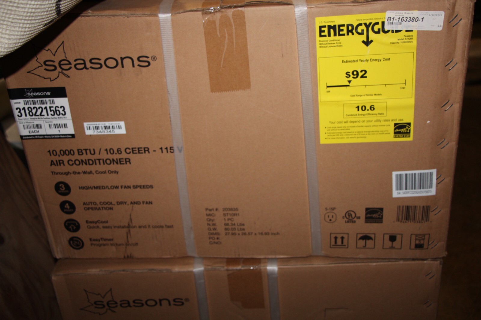 NEW Seasons 10,000 BTU 115-Volt Through the Wall Unit Air Conditioner