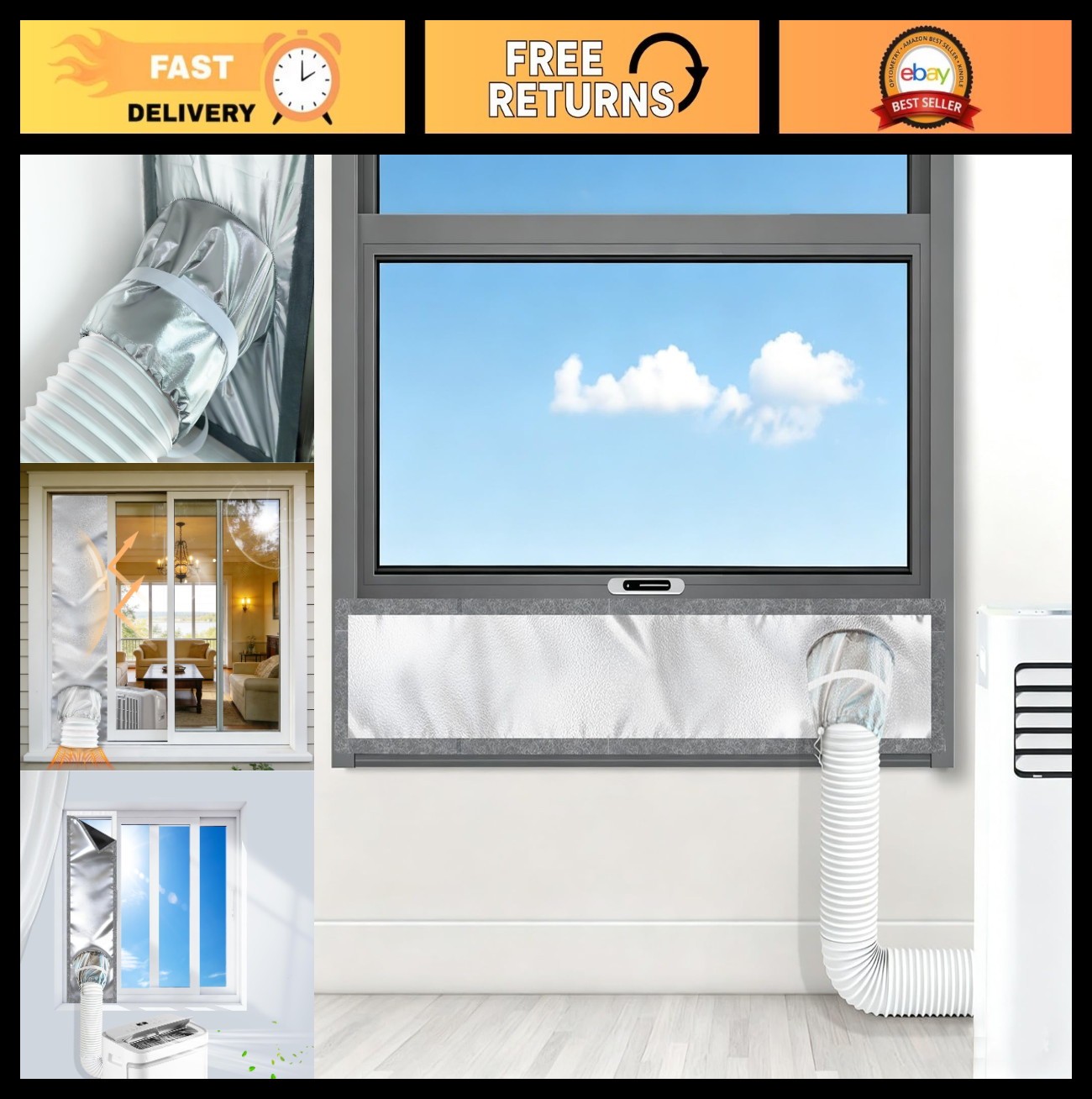Portable Air Conditioner Window Kit 10&Prime;x40&Prime; for Sliding/Hung Windows, 420D Seal,