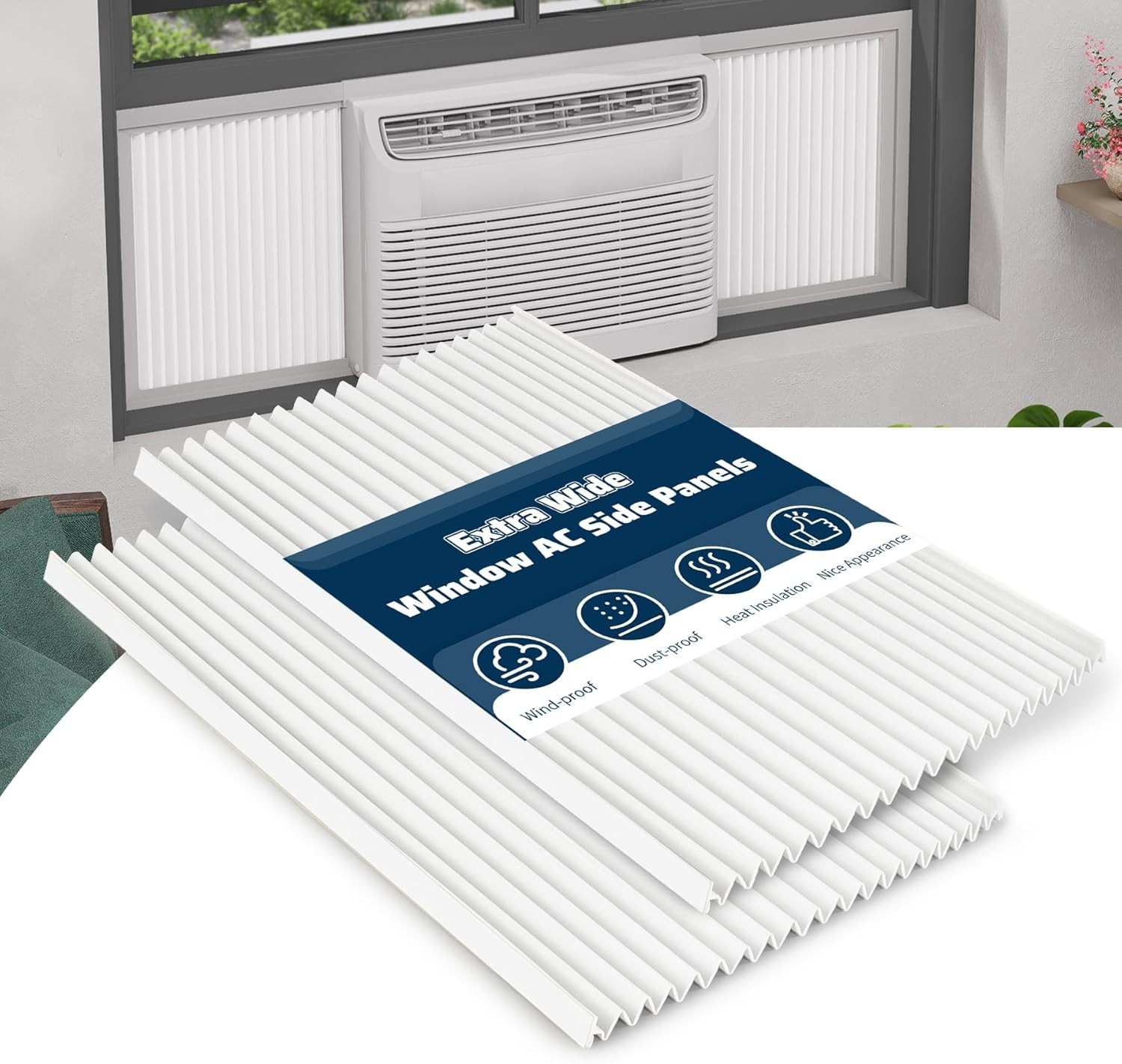 Window Air Conditioner Side Panels Kit 17&Prime; H x 19 1 4&Prime; W Extra Wide Window AC