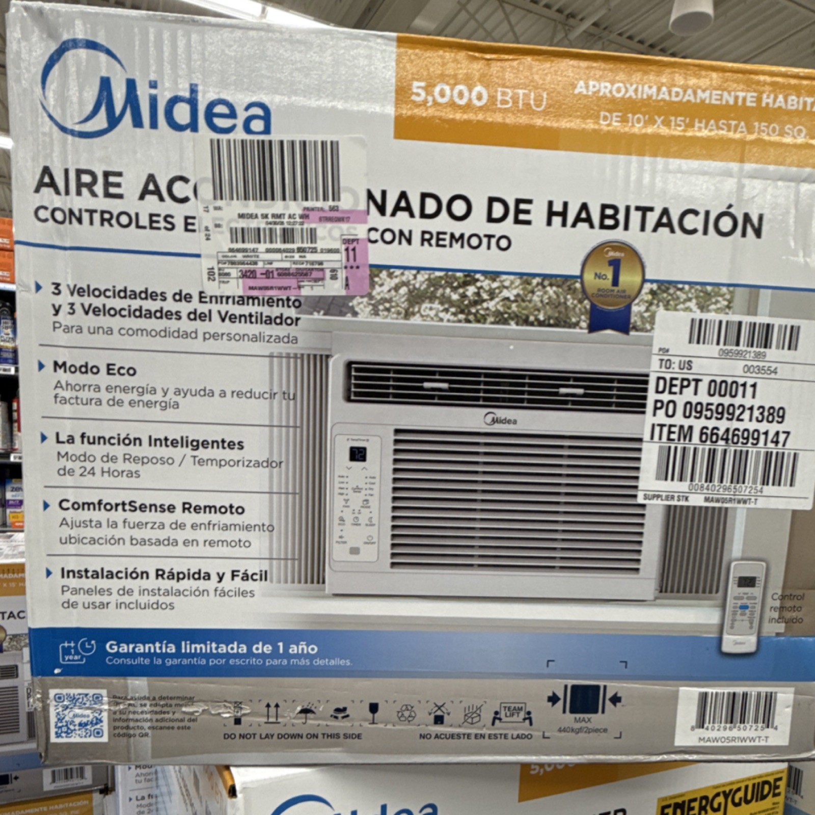 Midea 5000 BTU 115V Window AC White Remote Digital 24hr Timer 150 sq ft
