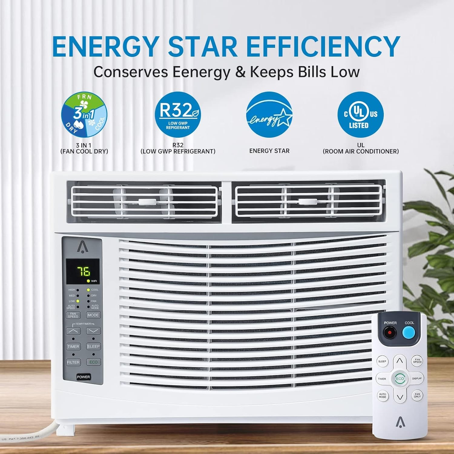6,000 BTU Window Air Conditioner 24H Timer with Wi-Fi & Remote Control 250sq.ft