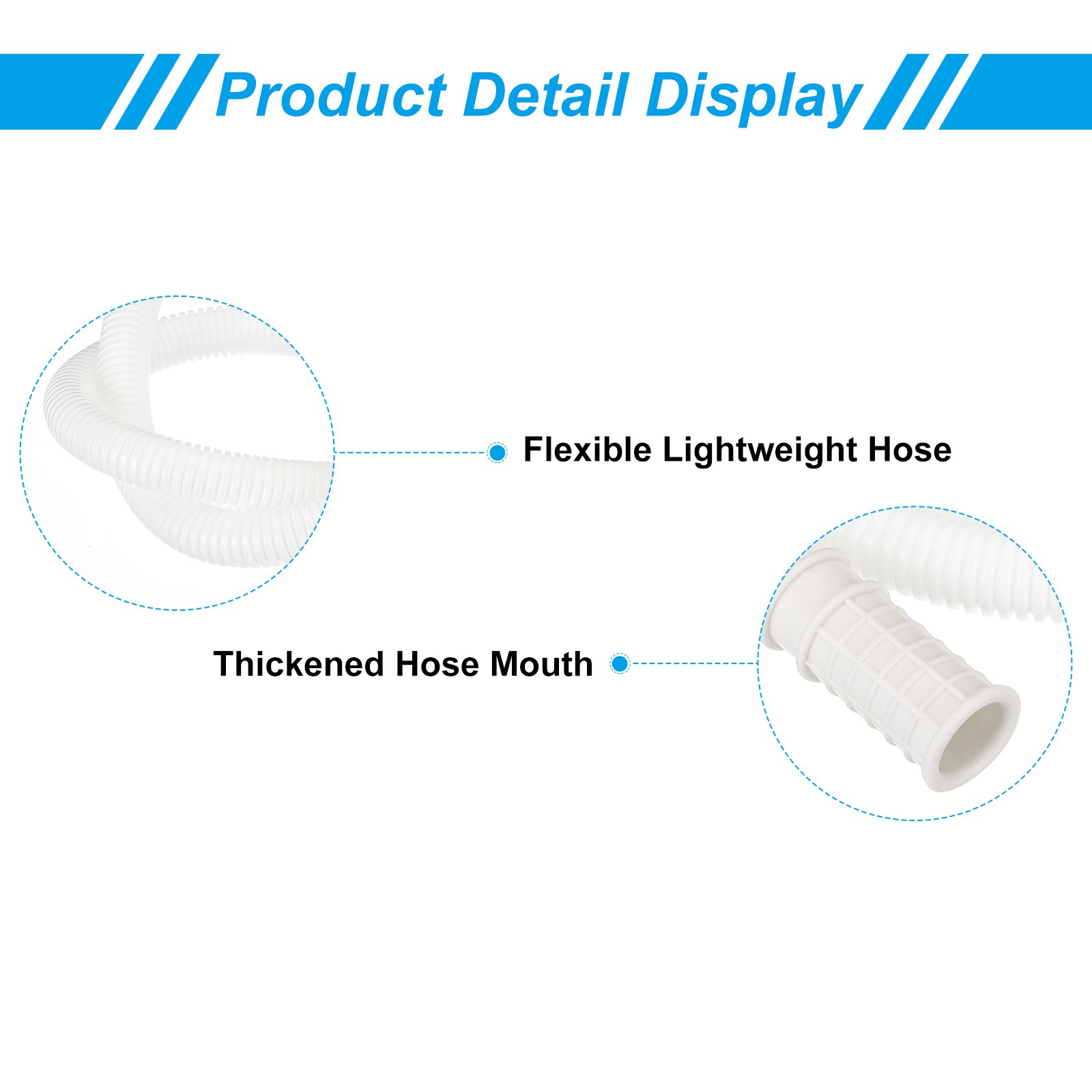 4.9ft Air Conditioner Drain Hose Kit, Hose with Clamp Connector 1, White