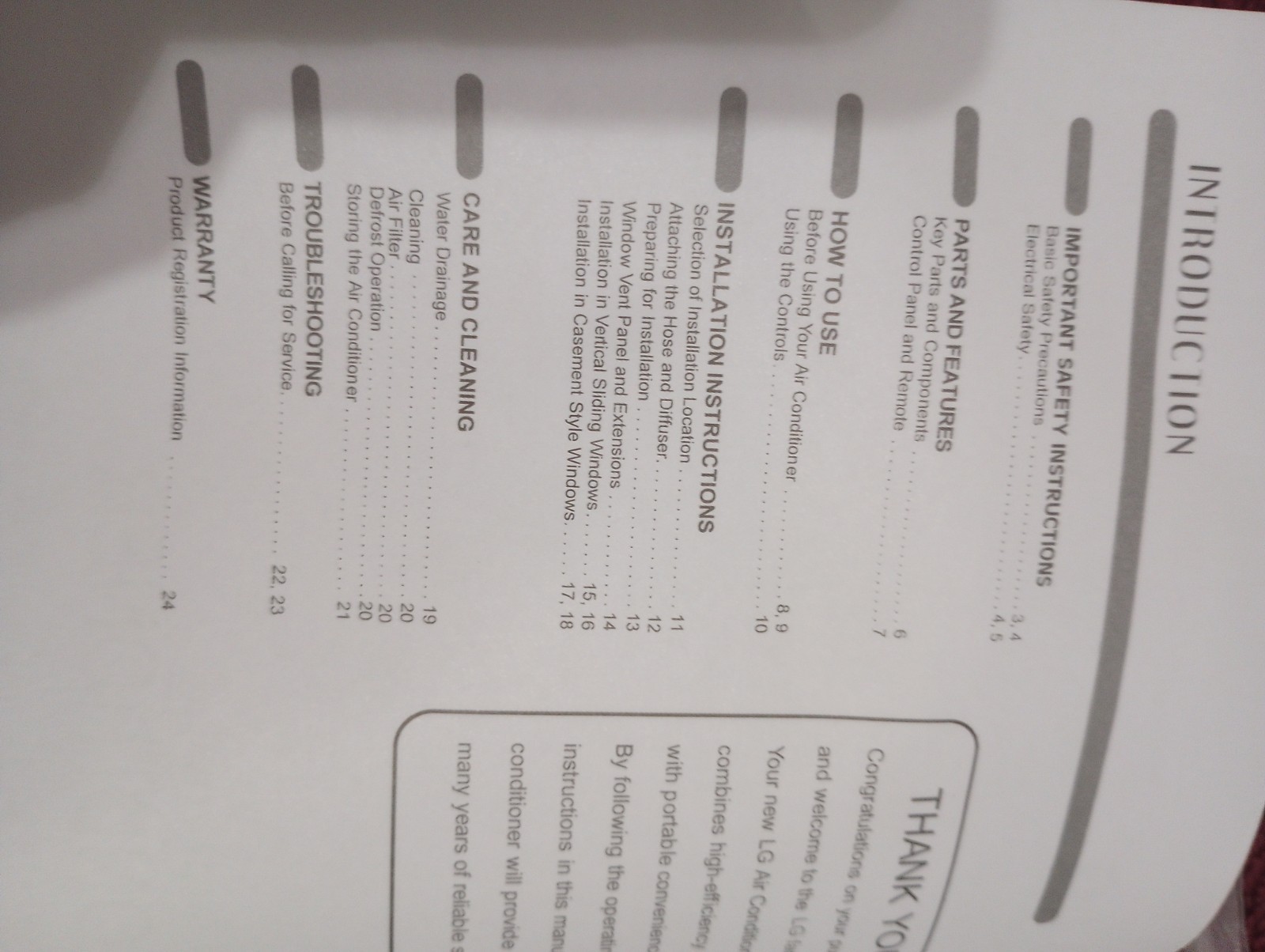 LG #LP0910WNR Air Conditioner Original User Instructions Owner&rsquo;s Manual