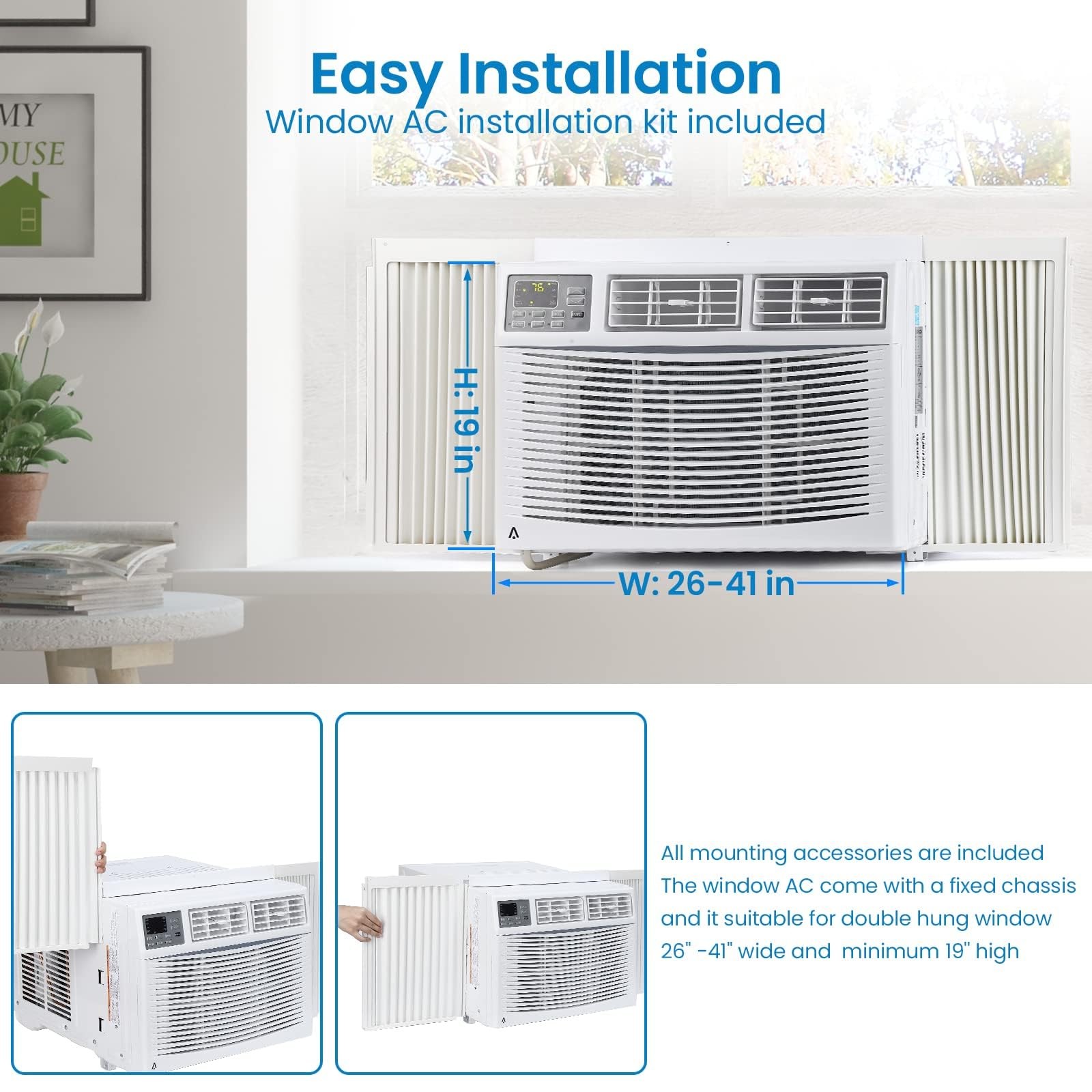 Garvee 8000 BTU Window Air Conditioner Unit w/ Remote Control for Bedroom,Office