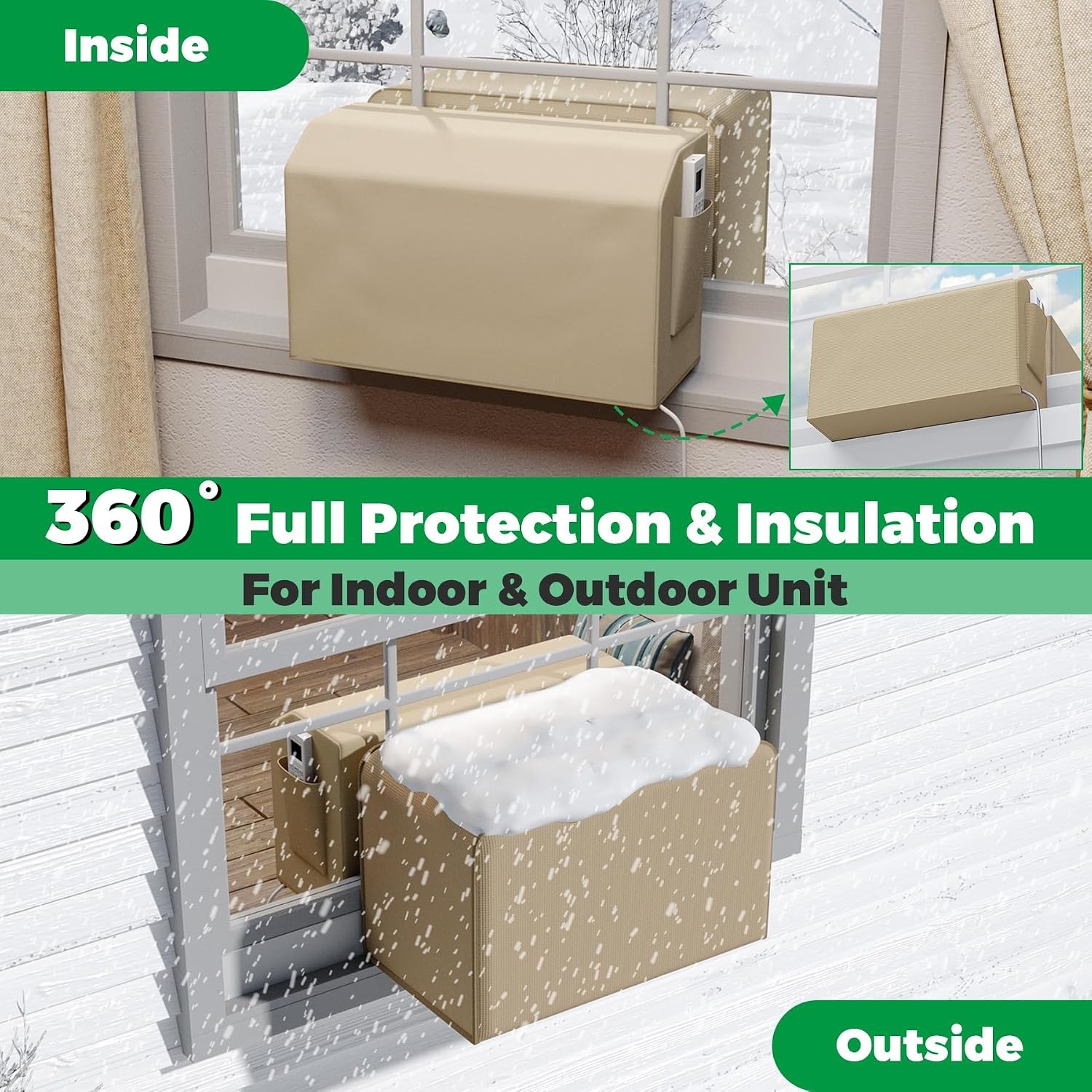 2 Pcs Window Air Conditioner Cover, Compatible with Midea U-shaped Window AC