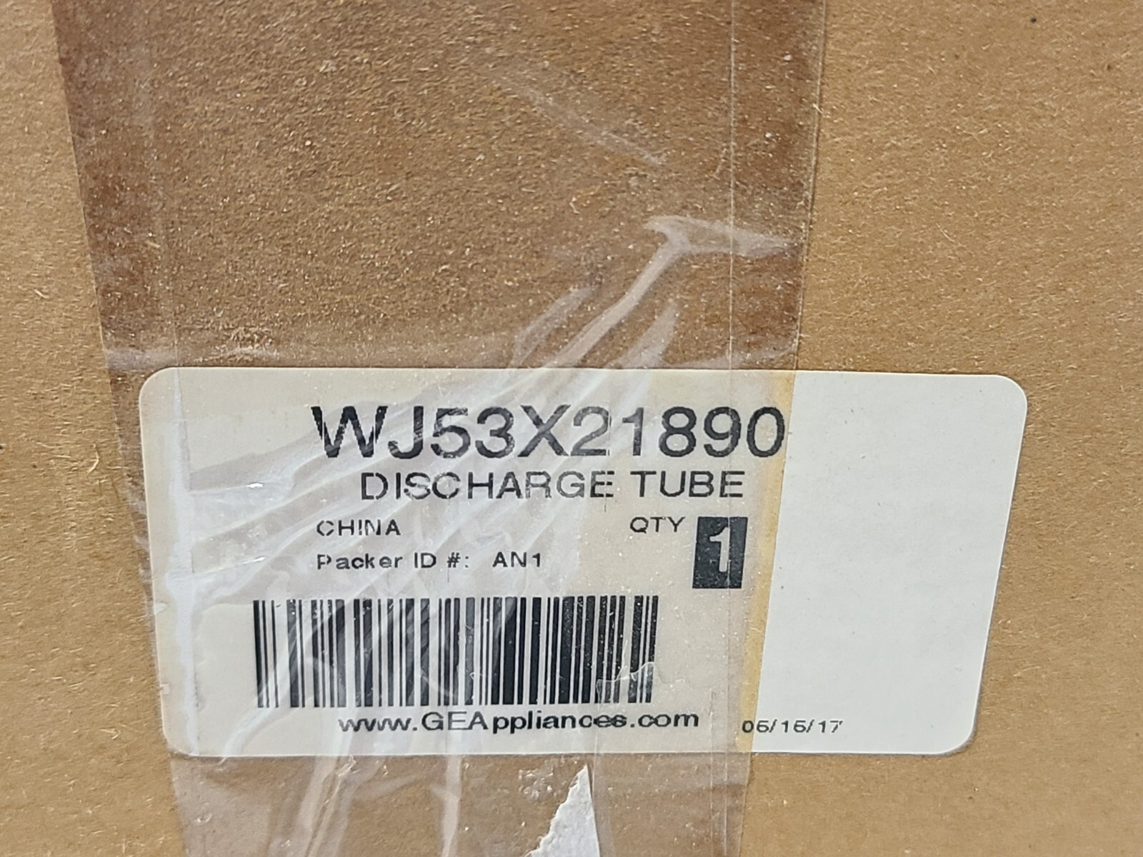 GE WJ53X21890 Discharge Tube Brand New Oem