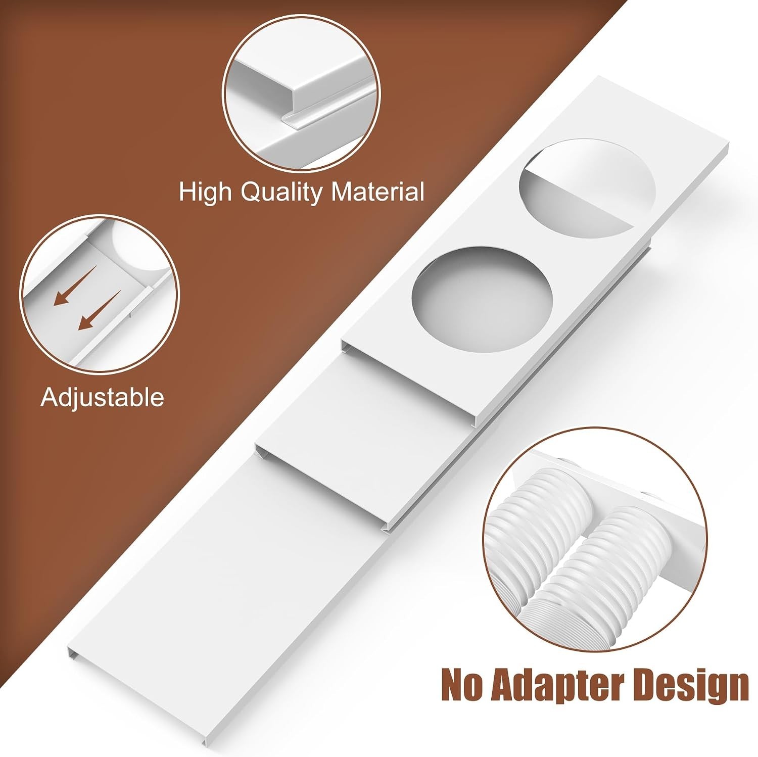 Dual Hose Window Seal Kit for 5in Portable AC Exhaust Hose Adjustable 17-47in