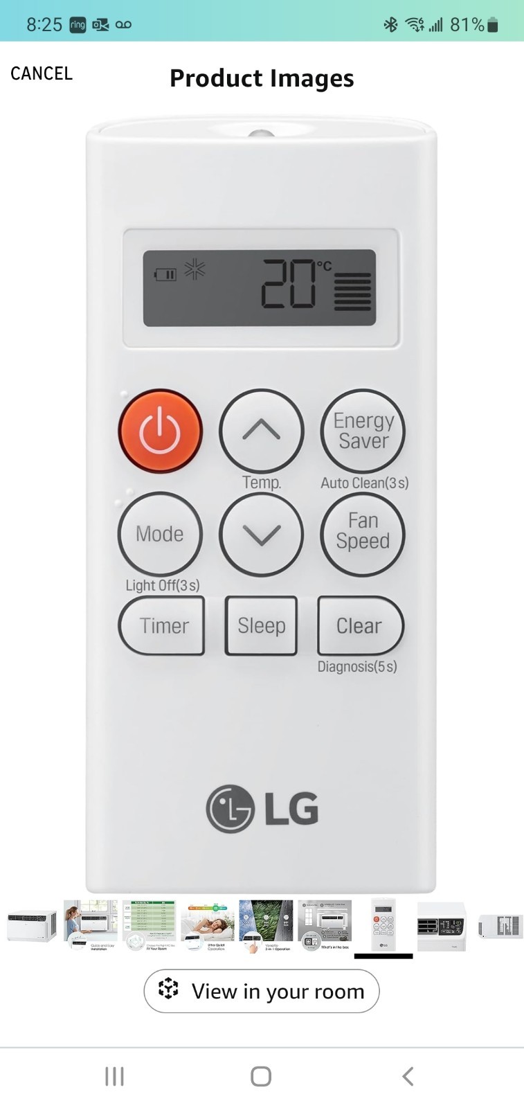 LG 14000 BTU Window Air Conditioner with Remote – Smart WiFi Enabled