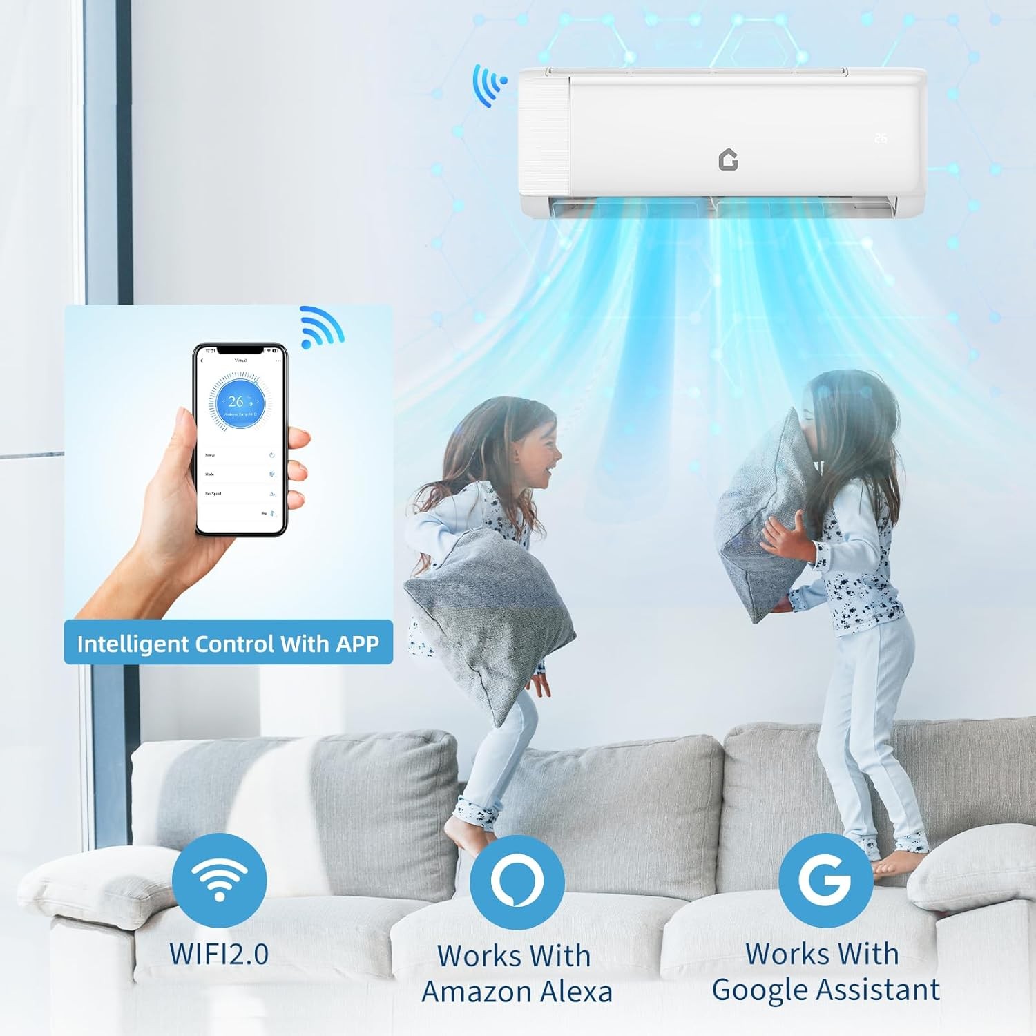 18000BTU 230V Mini Split Air Conditioner,SEER2 19 Inverter System,Remote Control