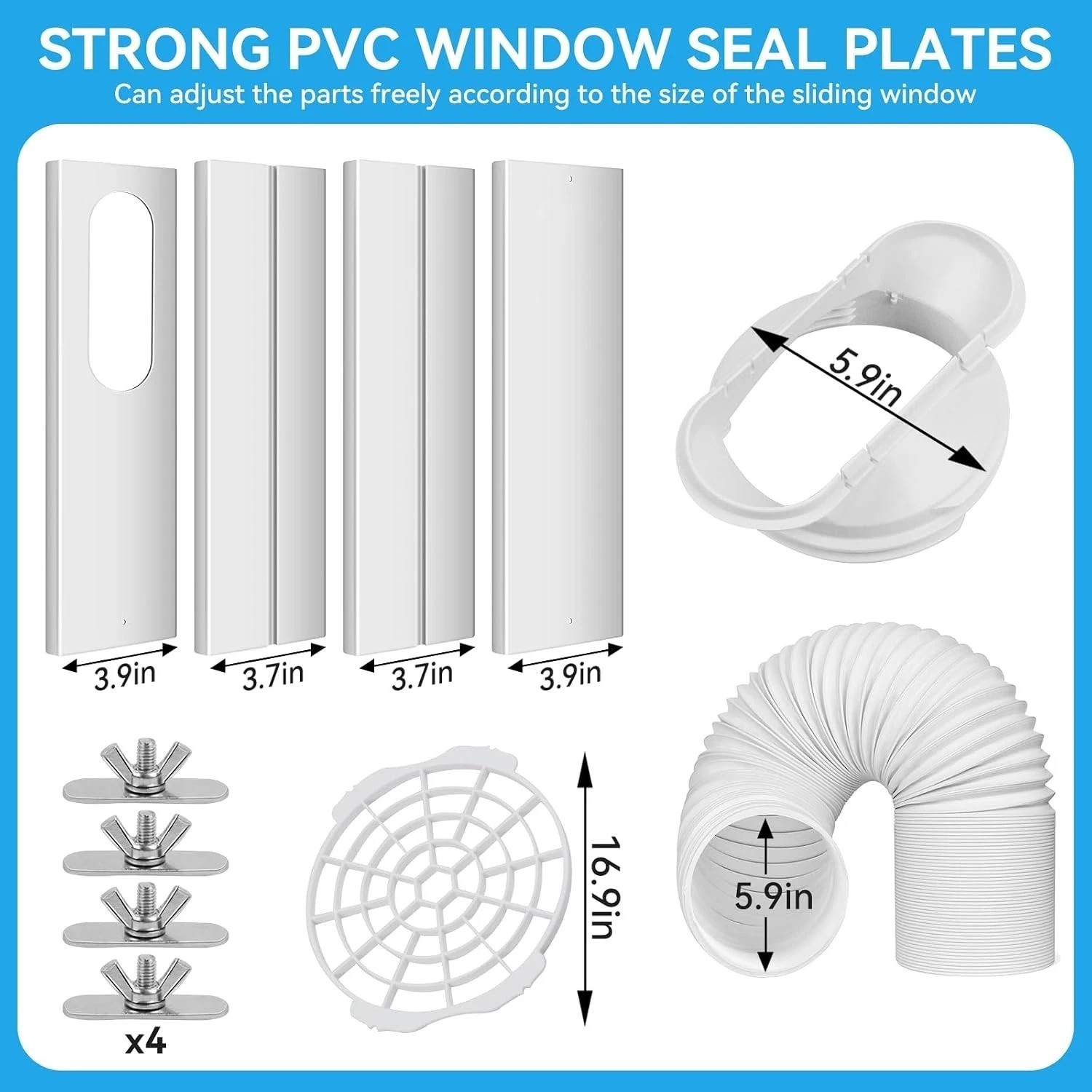 Portable Air Conditioner Window Vent Kit 5.9 Inch Exhaust Hose Adjustable