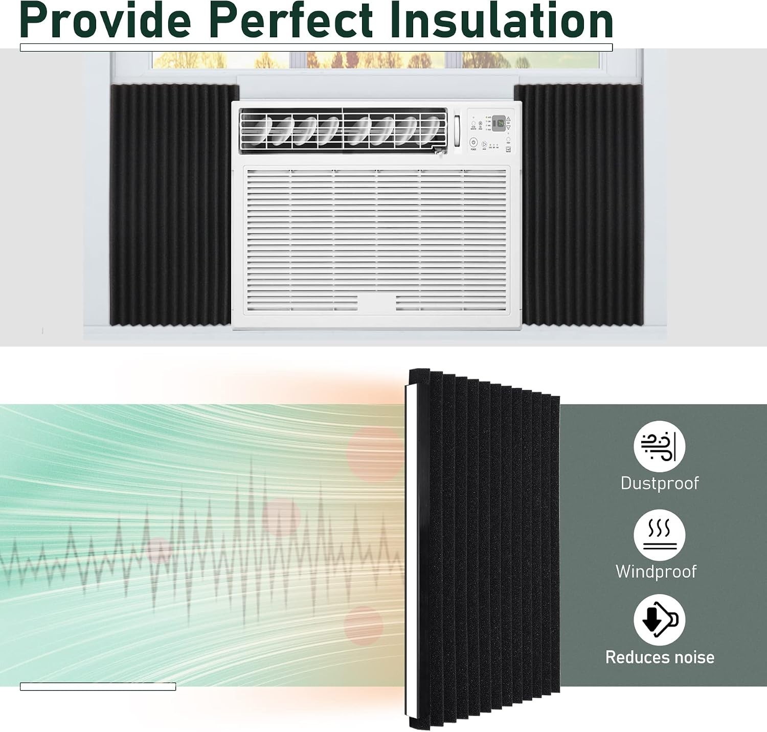 Window Air Conditioner Insulation Foam Panels, AC Side Panels Kit, 17in H x 9…