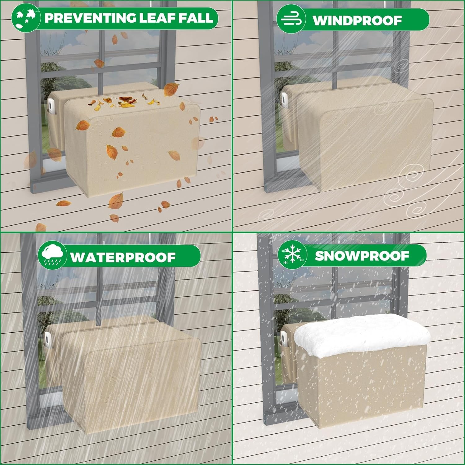 2 Pcs Window Air Conditioner Cover, Compatible with Midea U-shaped Window AC