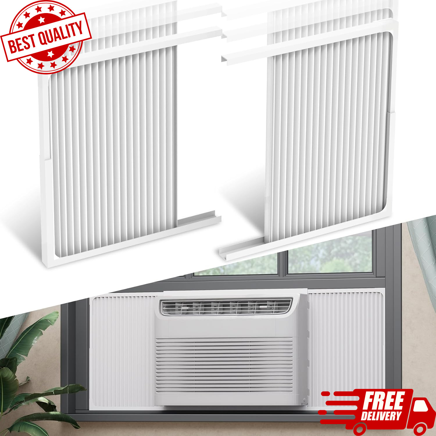 Adjustable Window Air Conditioner Side Panels and Frame Set,Extra Wide Window AC