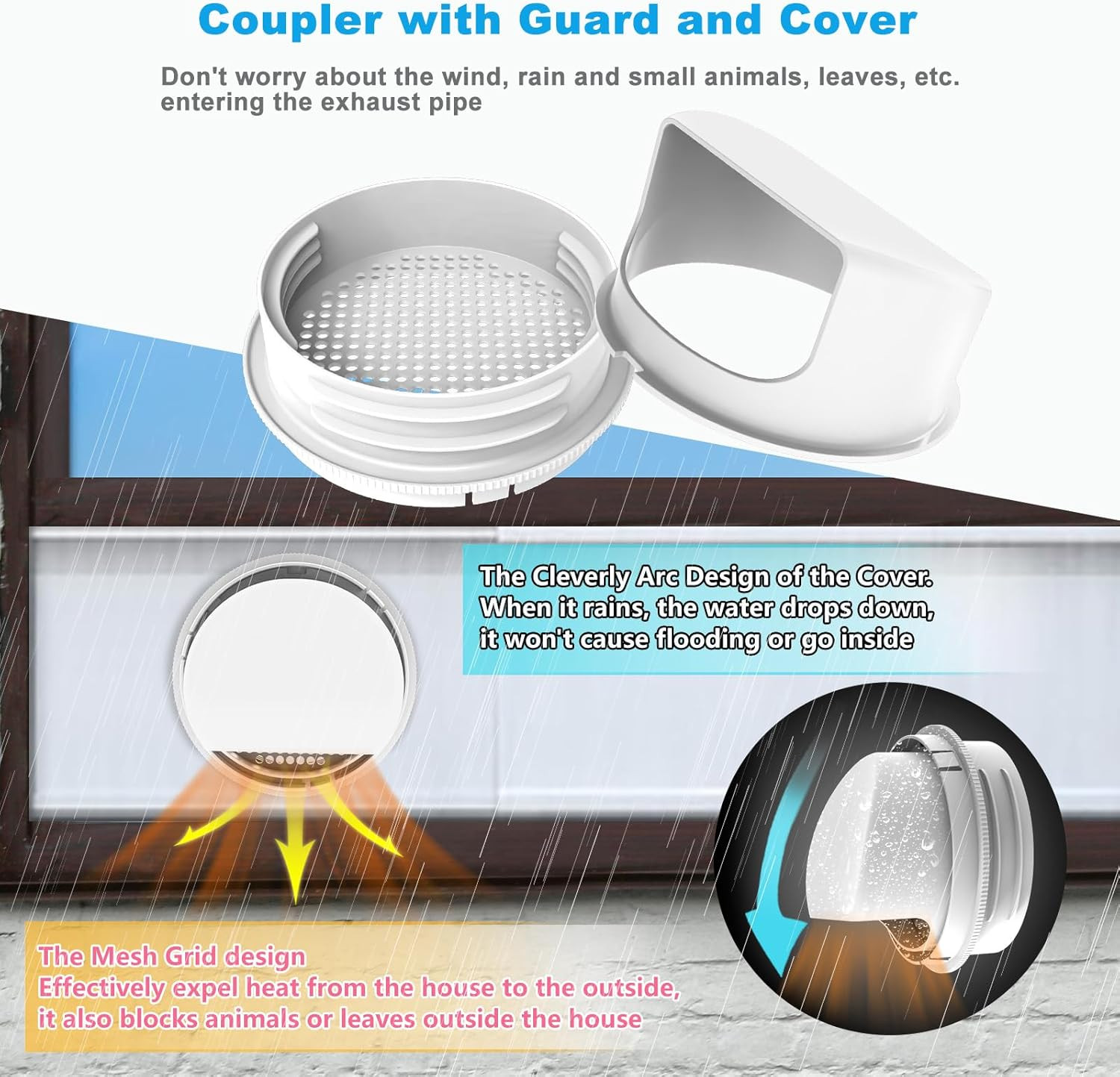 Portable Air Conditioner Window Vent Kit with 2-In-1 Coupler Fit for 5.0&Prime;/5.9” E
