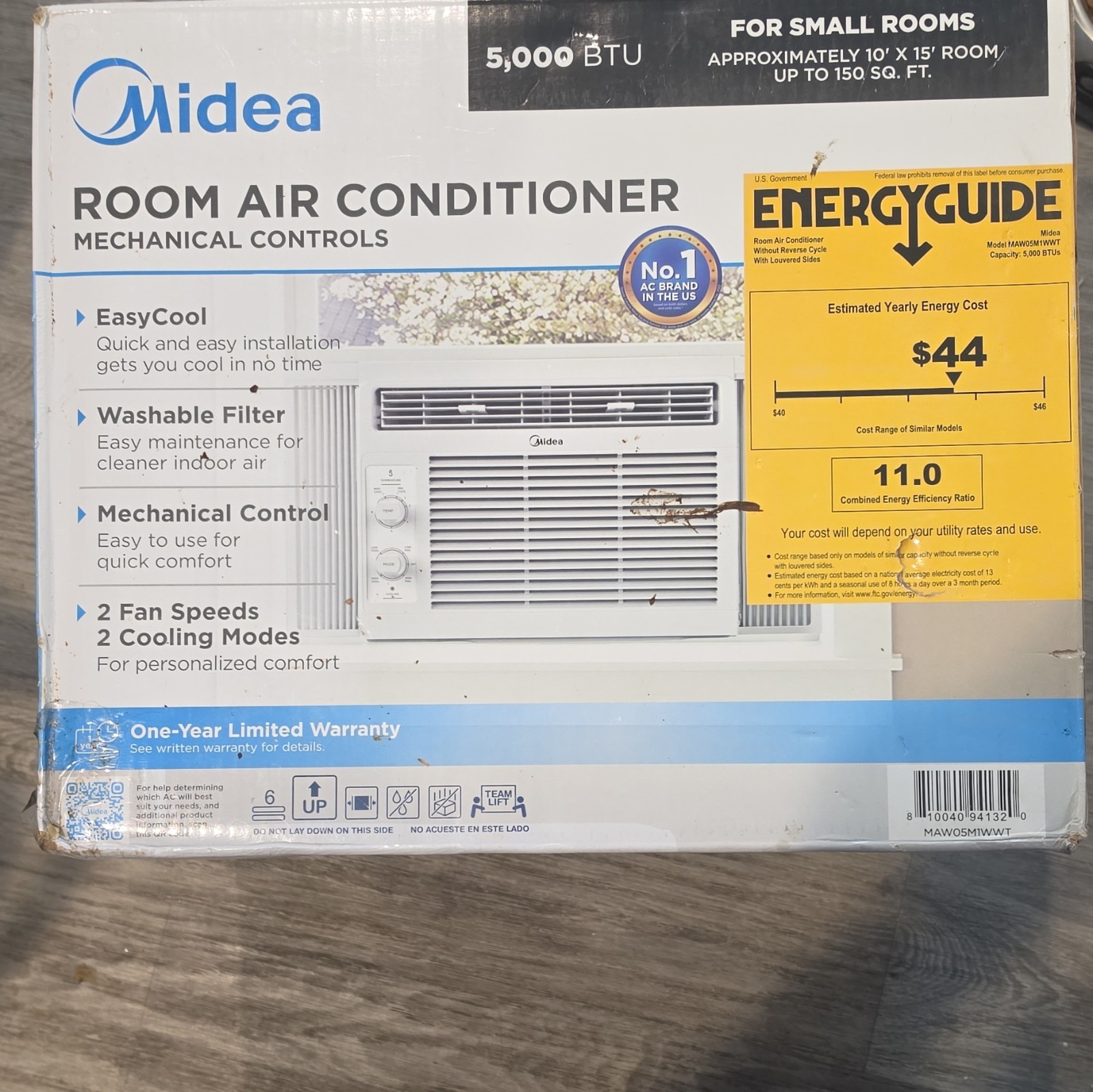 Midea 5,000 BTU Window Air Conditioner, Mechanical Controls, White MAW05M1WWT