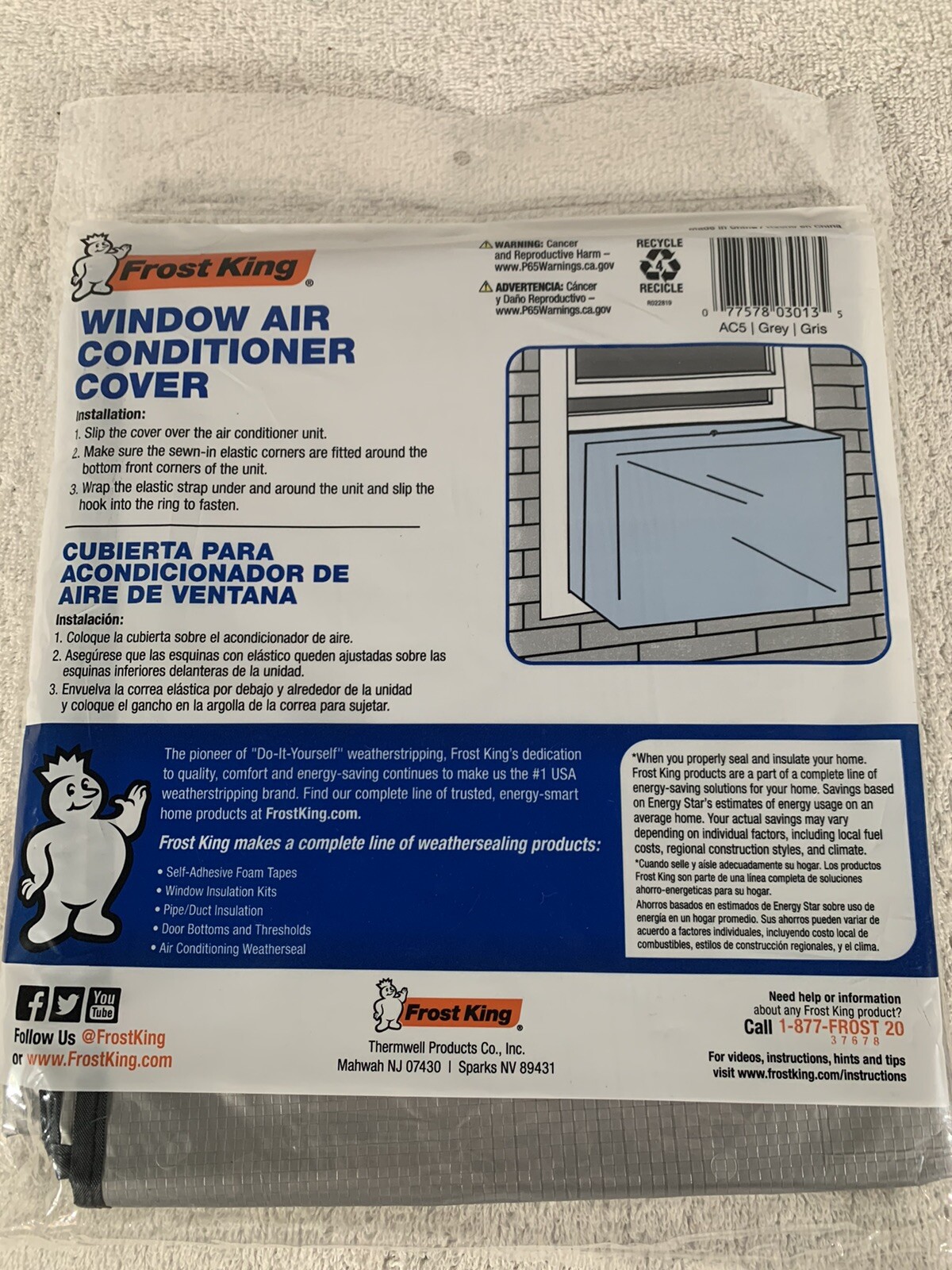(2) Frost King Window Air Conditioner Cover 28”x 20”x 30”