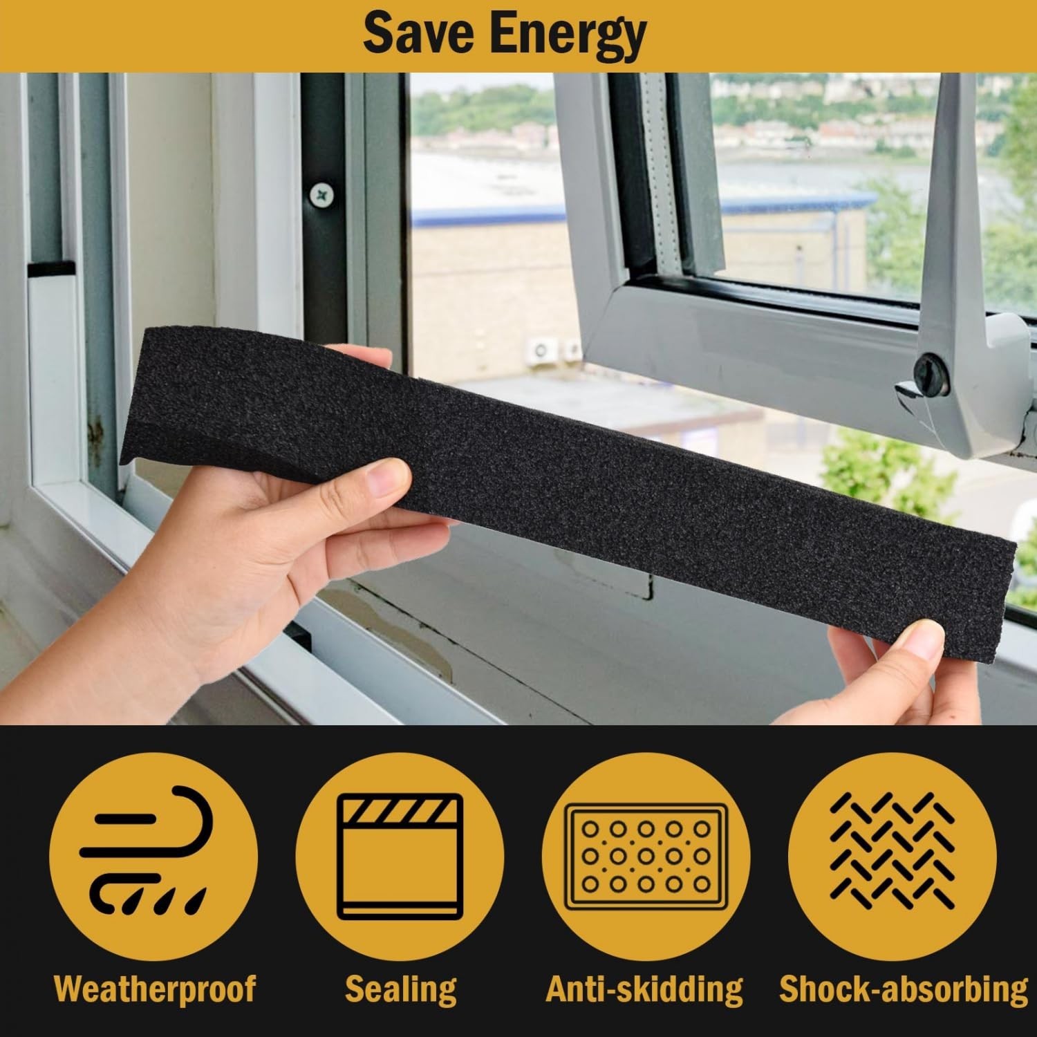 Window Air Conditioner Foam Tape – 2&Prime; Wide x 1&Prime; Thick Weather Stripping Seal, 13