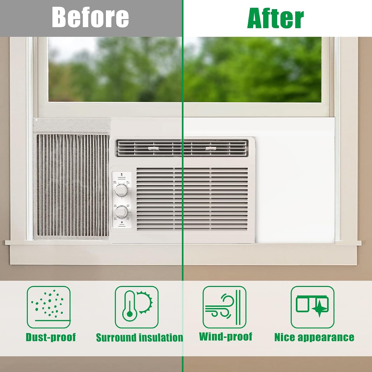 Window Air Conditioner Side Panels Pack of 2 Foam Panels Cover with Seal Strip