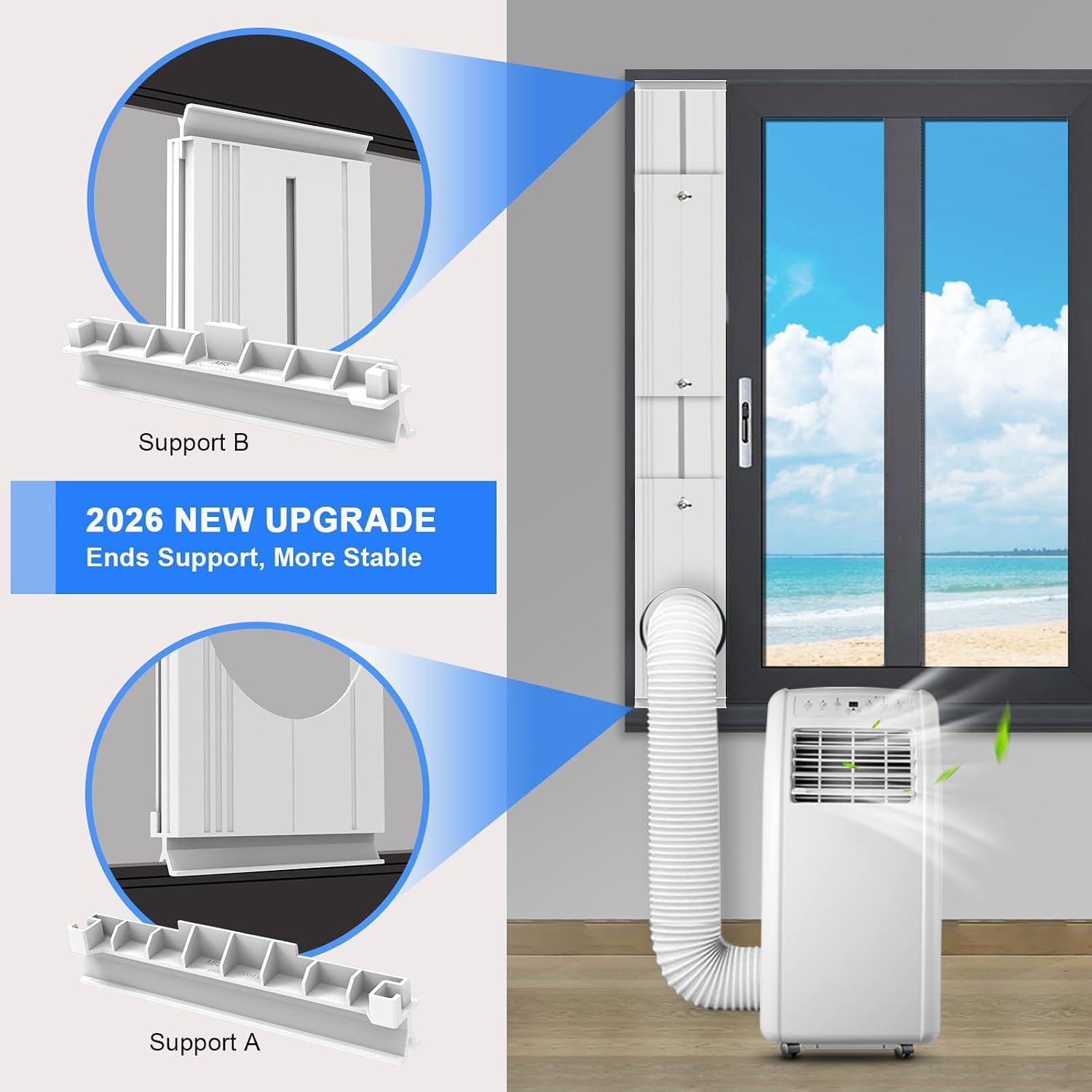Portable Air Conditioner Window Kit with Universal Coupler Fit for 5.1&Prime;/5.9&Prime; Exh