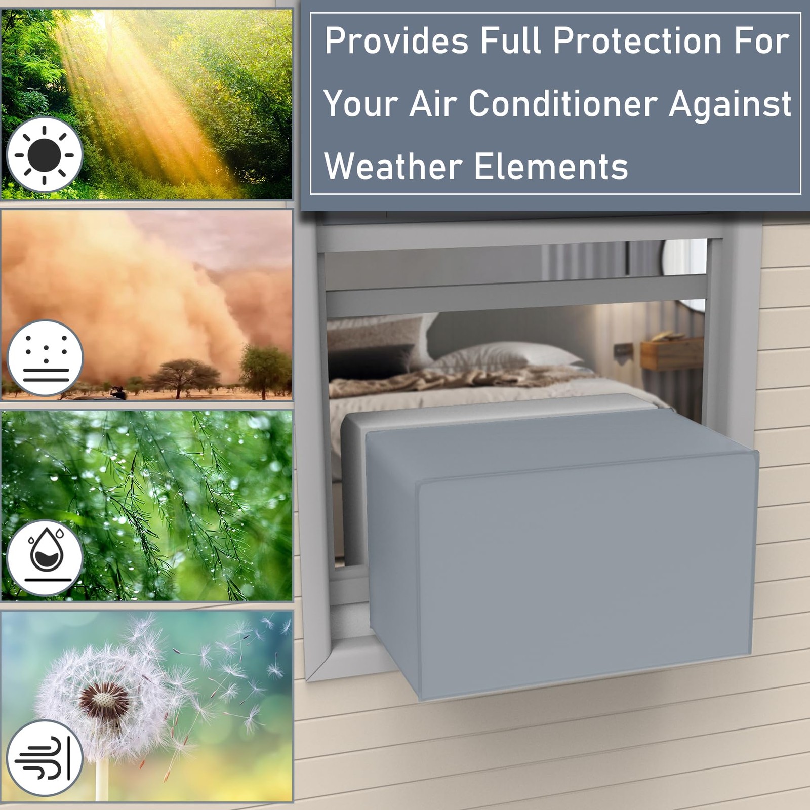 Flamorrow Air Conditioner Cover for U-shaped 8000, 10000, 12000 BTU Window Unit,