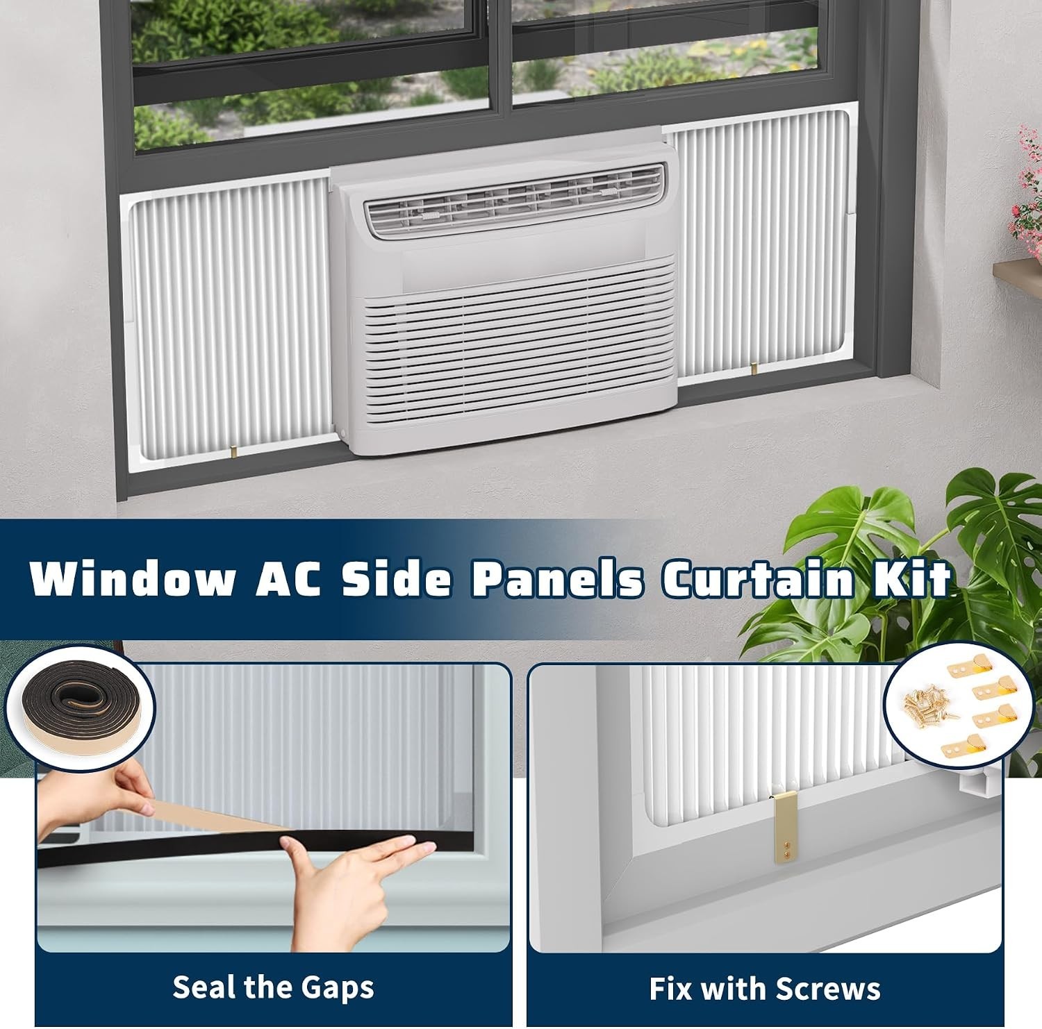 Adjustable Window Air Conditioner Side Panels Frame Set for 5000-14000 Btu Un…