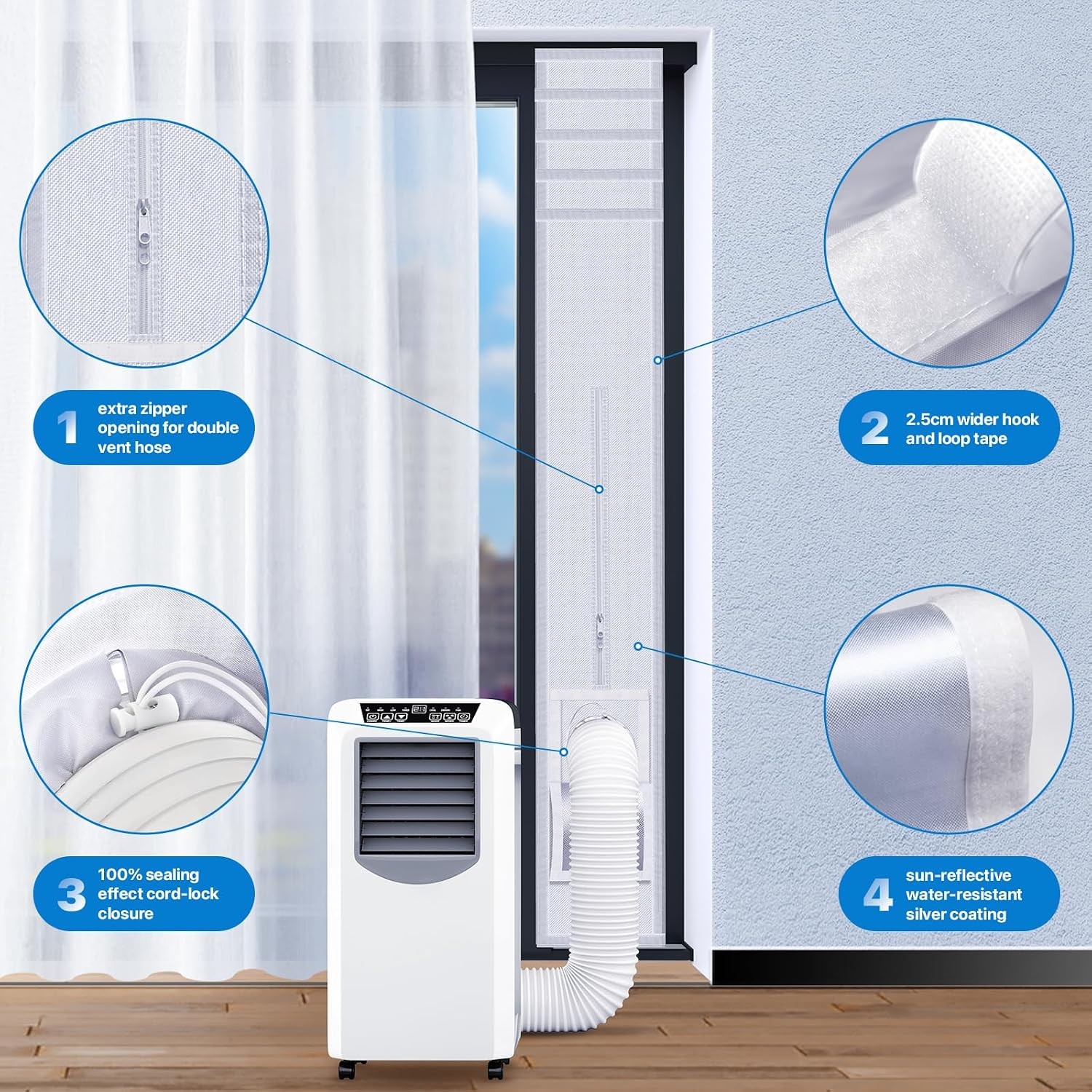 LOVIGA Portable Air Conditioner Sliding Door Vent Kit, 100% Sealing Sliding Door