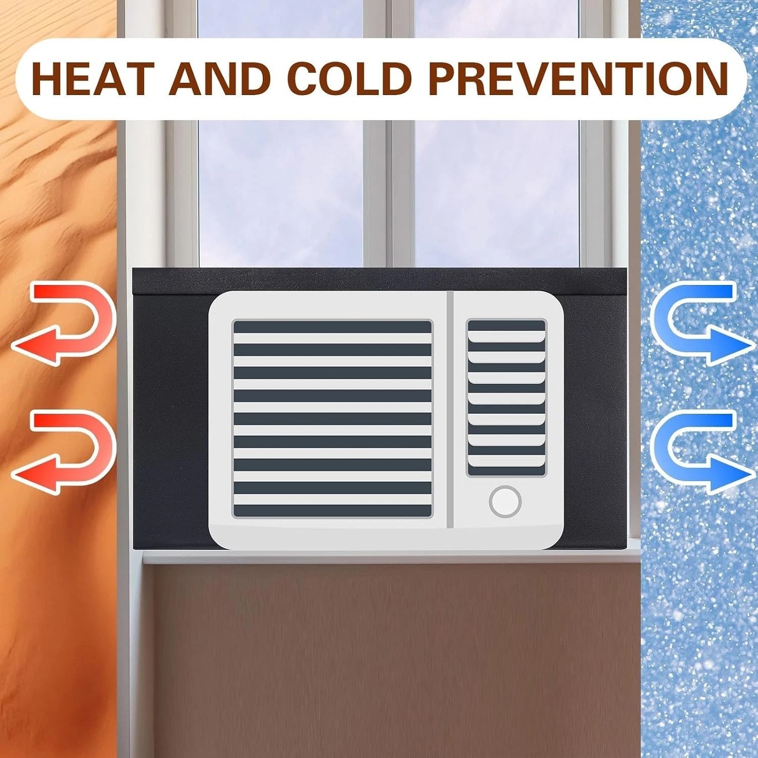 4 Pcs Window Ac Insulated Foam Panels with Seal Strip,Black | Fits Most 5000-…