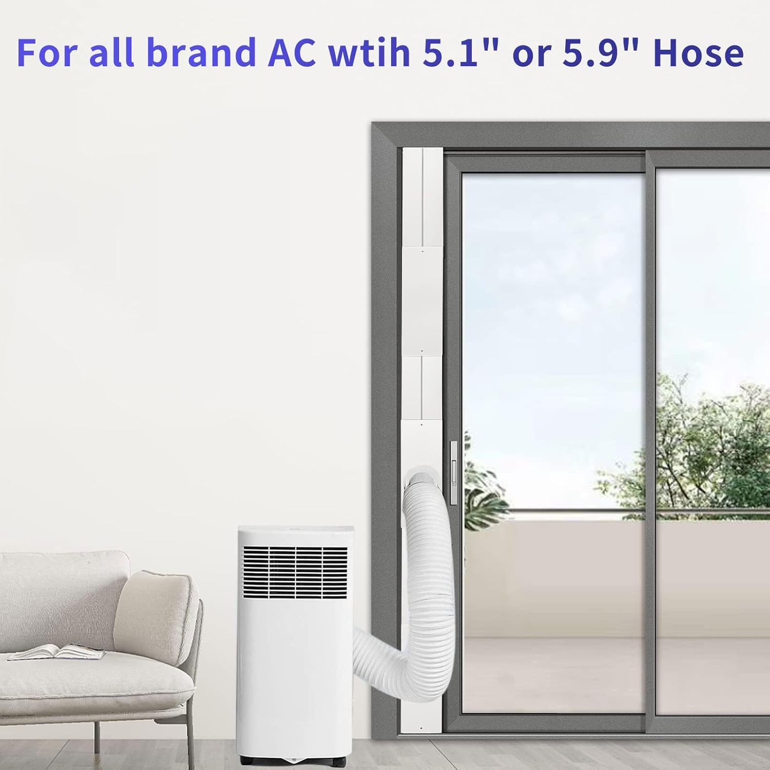 Portable Air Conditioner Sliding Door AC Vent Kit, Universal Adjustable PVC Balc