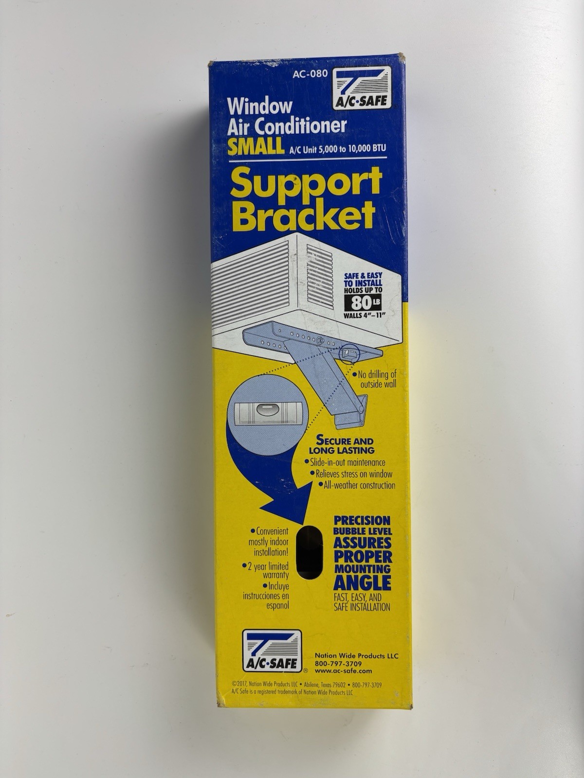A/C-SAFE AC-080 Window Air Conditioner Support Bracket Up To 80 Lbs 5-10K BTU