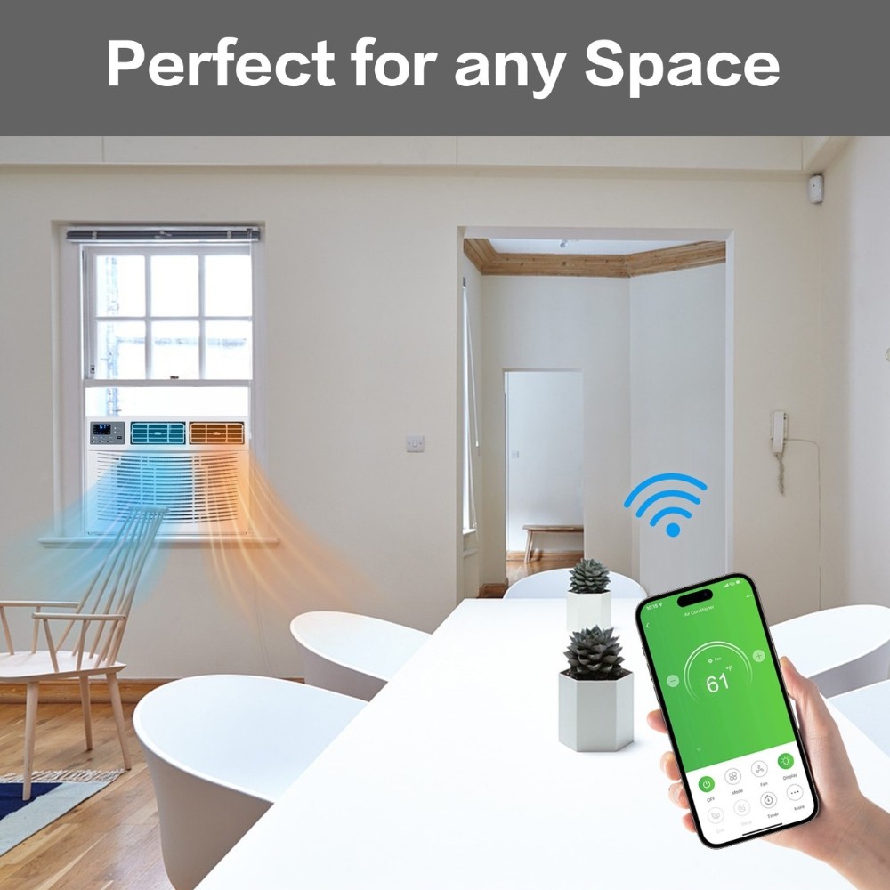 12,000 BTU Window Air Conditioner and Heat 550 Sq.Ft Room Wifi APP Home AC 230V